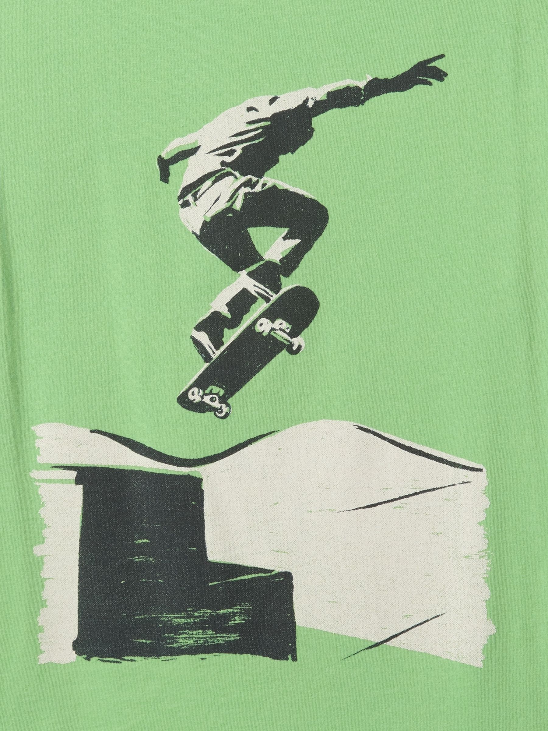 Green Skateboarder Graphic T-Shirt (4-13yrs) - Image 2 of 2