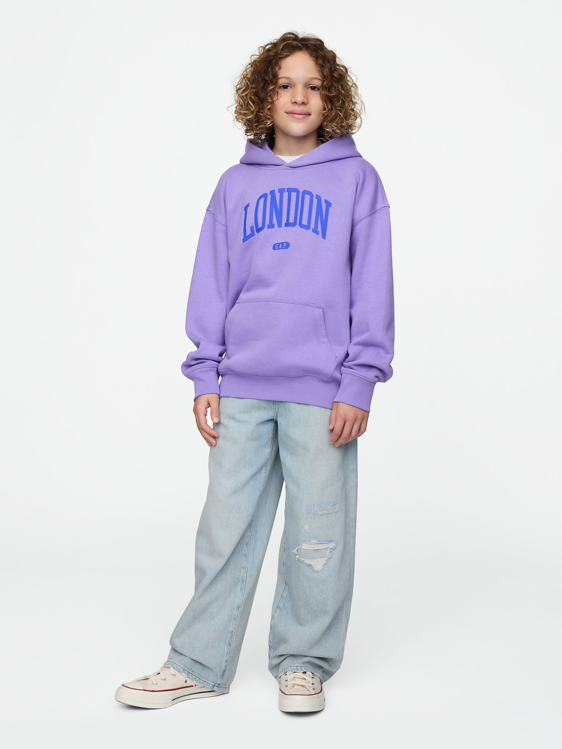 Purple London Vintage Fleece-Lined Hoodie (4-13yrs) - Image 3 of 4