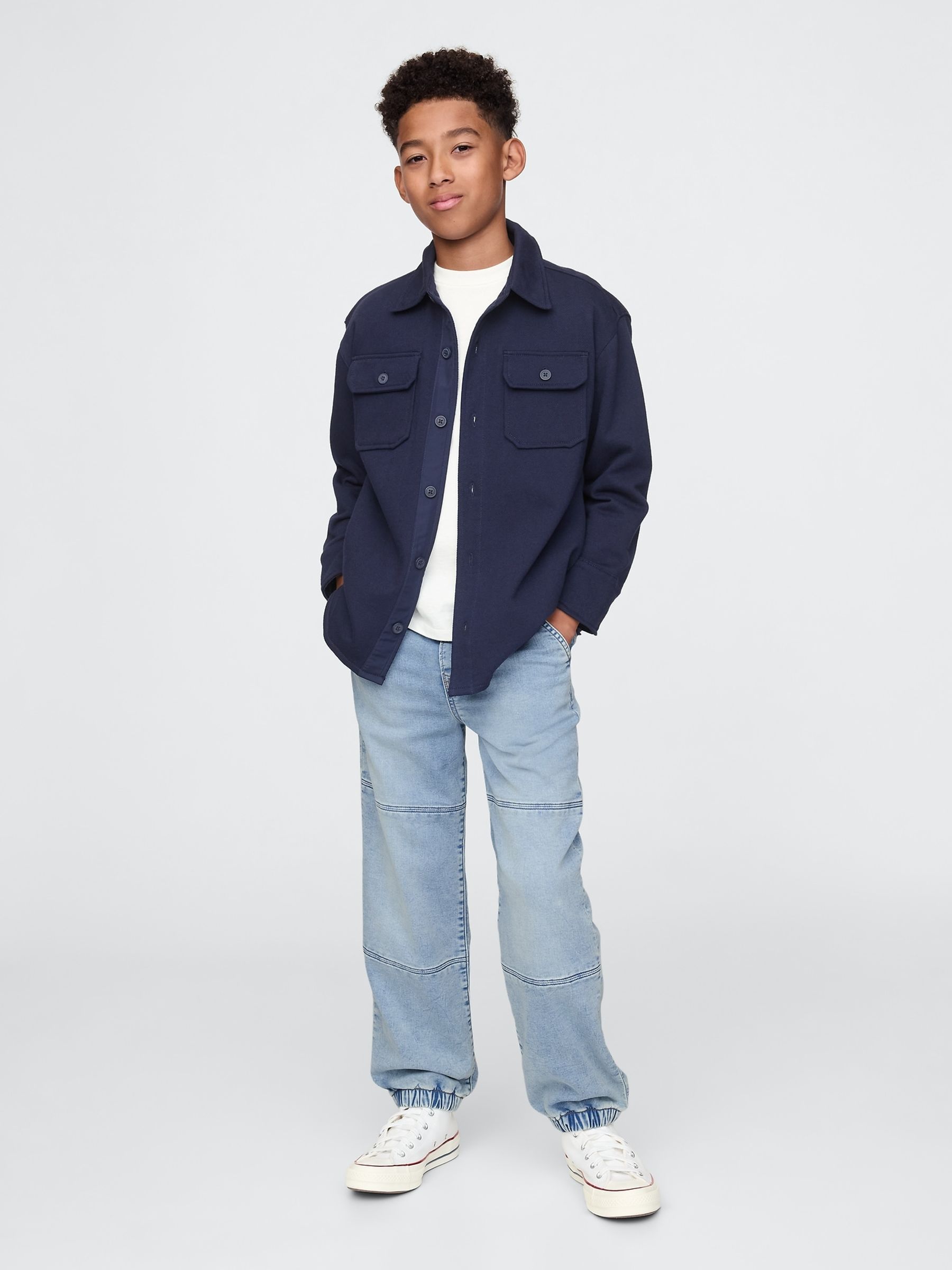 Navy Blue Knit Pull On Jeans (4-13yrs) - Image 3 of 5