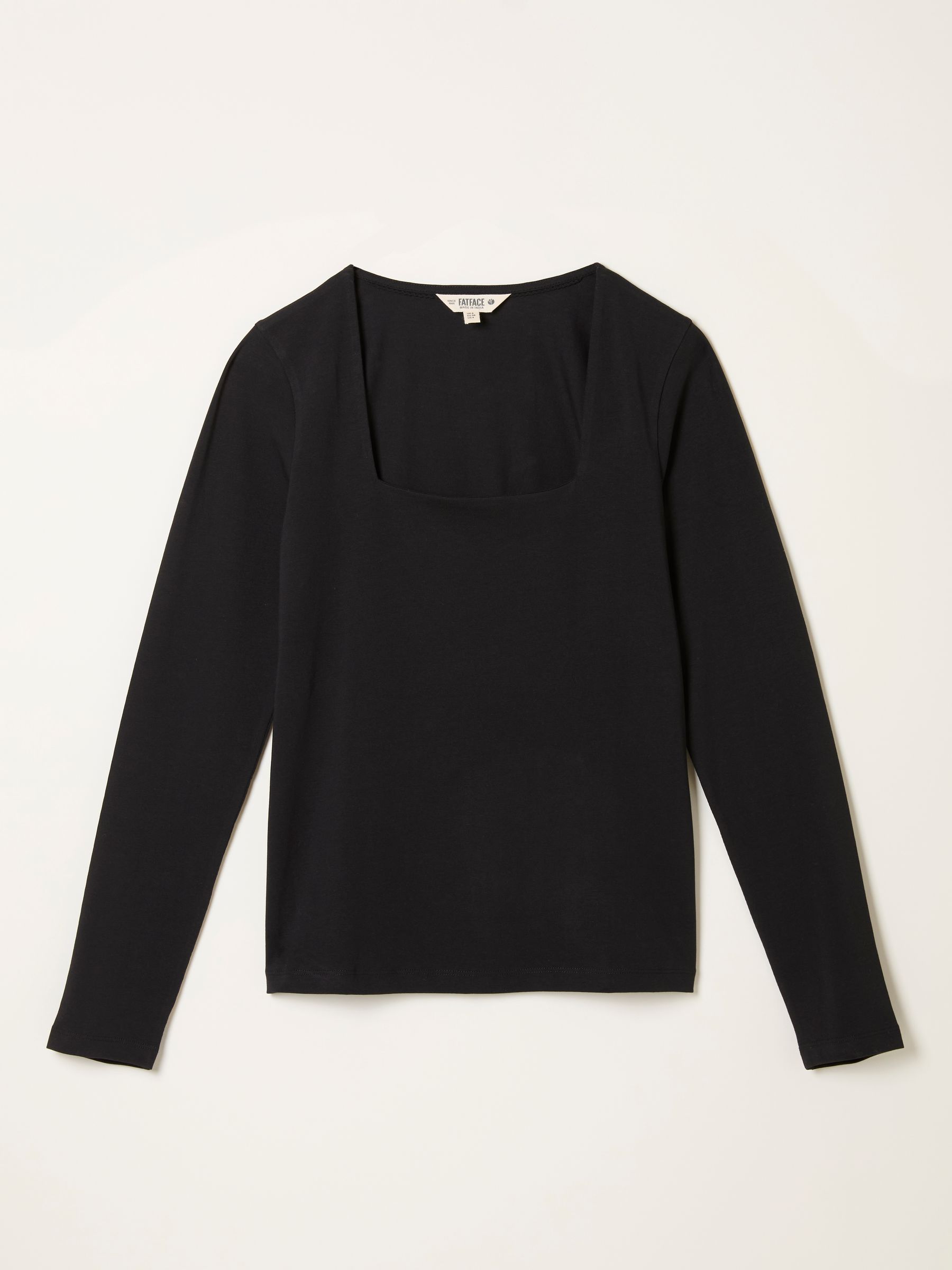 Thea Black Square Neck Top | FatFace USA