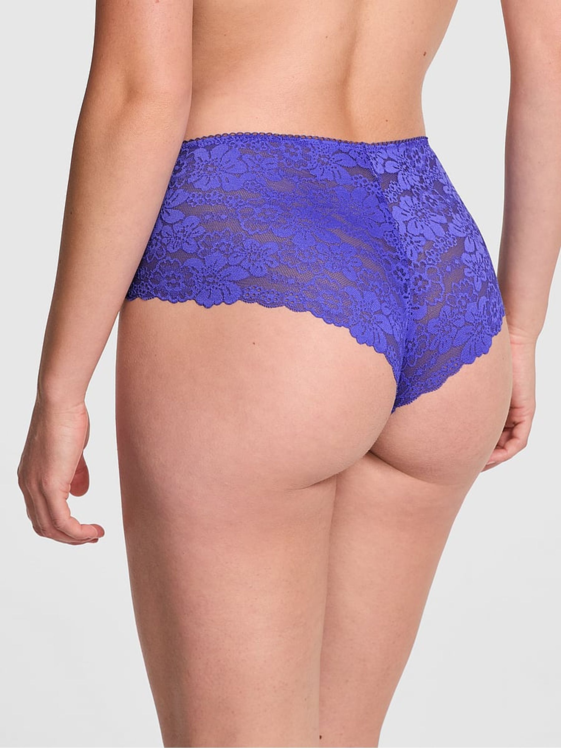 Ultra Marine Blue Cheeky No Show Lace Trim Cheeky Knickers - Image 2 of 2