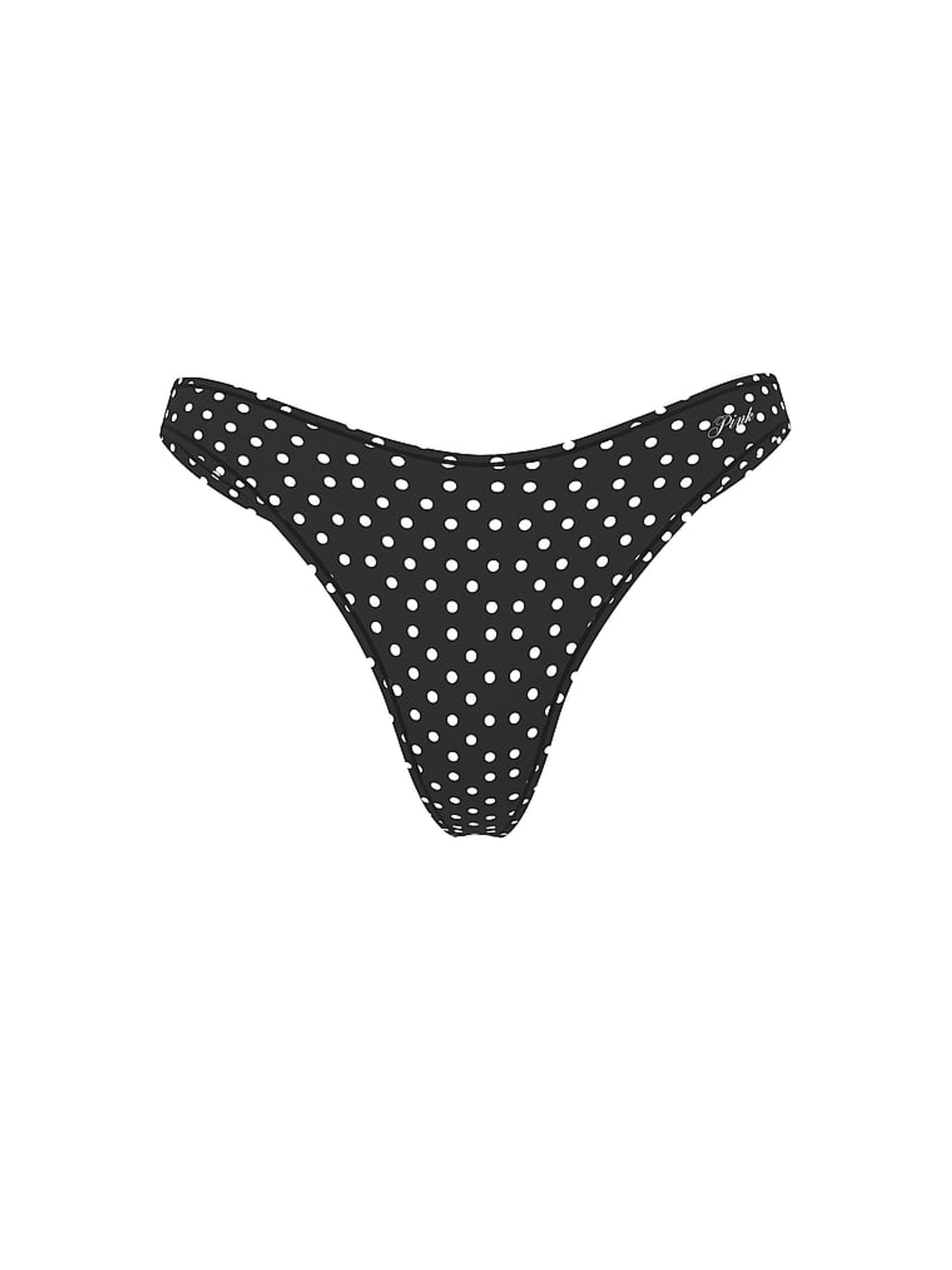 Black Dot Print Thong Cotton Thong Knickers - Image 3 of 3