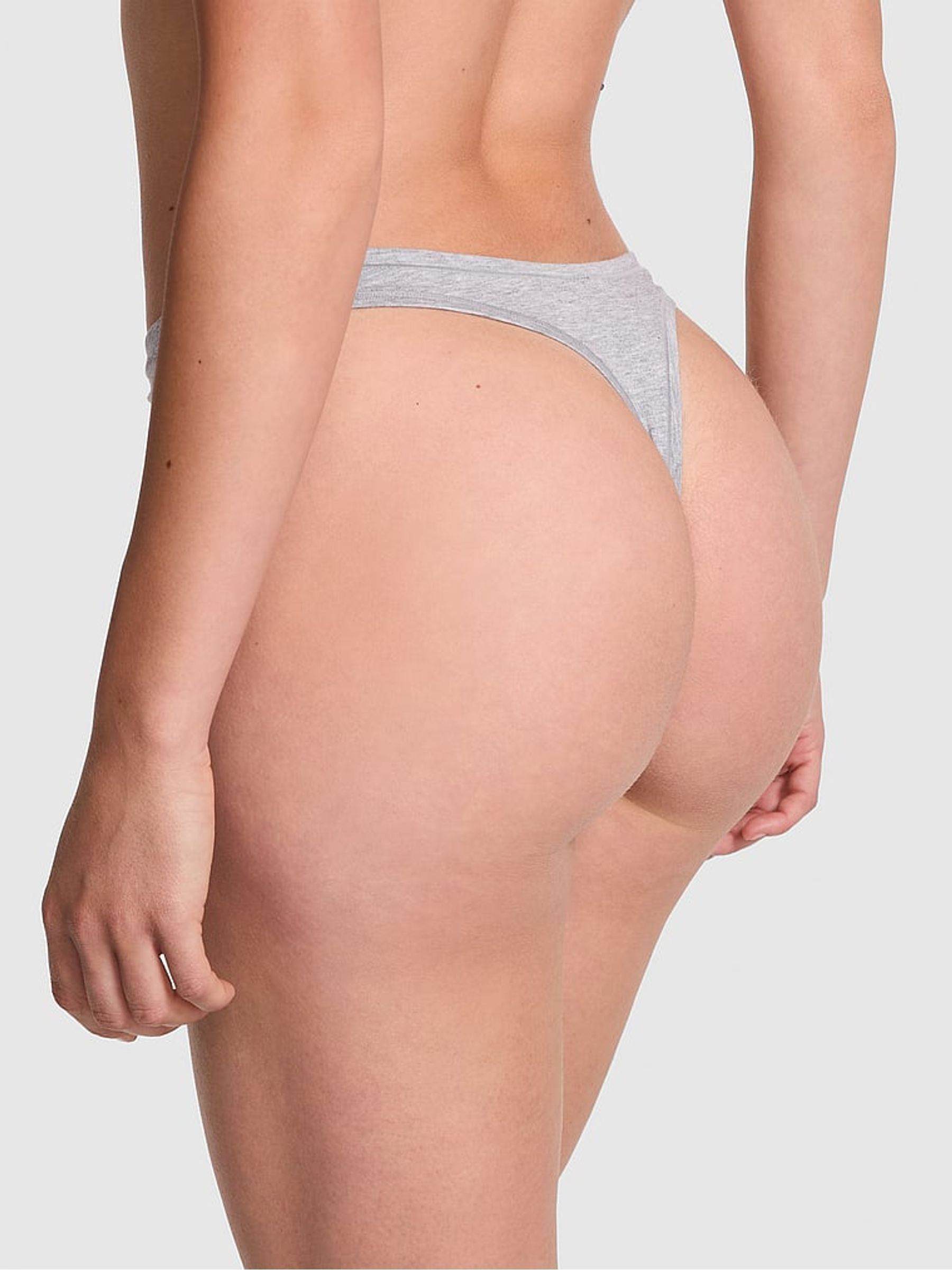 Medium Heather Grey Thong Cotton Thong Knickers - Image 2 of 3