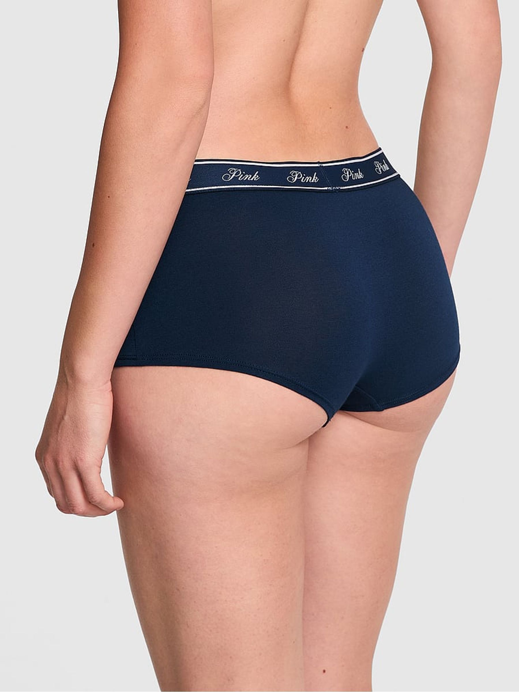 Noir Navy Blue Short Cotton Logo Boyshort Knickers - Image 2 of 3
