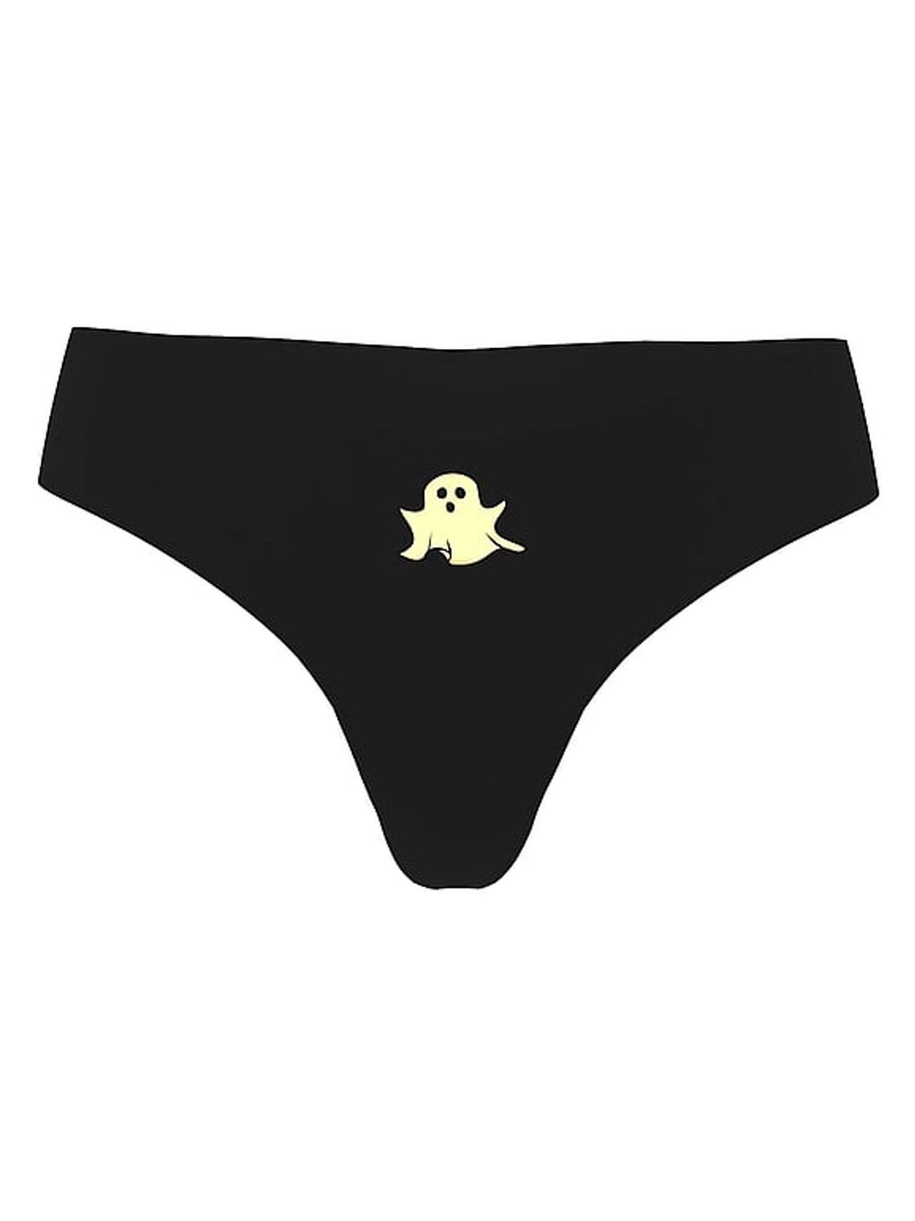 Black Glow In The Dark Ghost Thong No Show Thong Knickers - Image 3 of 3
