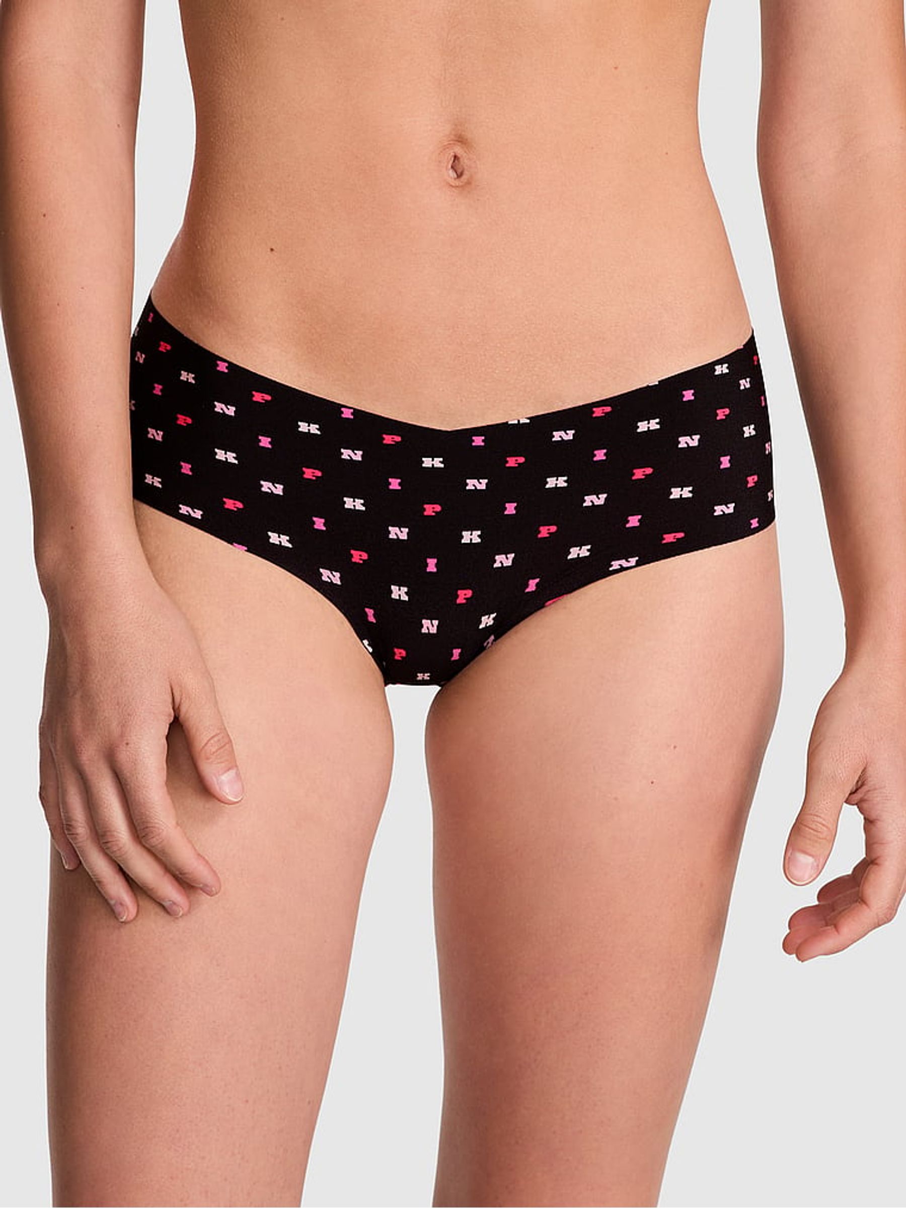 Black Pink Print Hipster No Show Knickers - Image 1 of 3 Black Pink Print Hipster No Show Knickers - Image 1 of 3