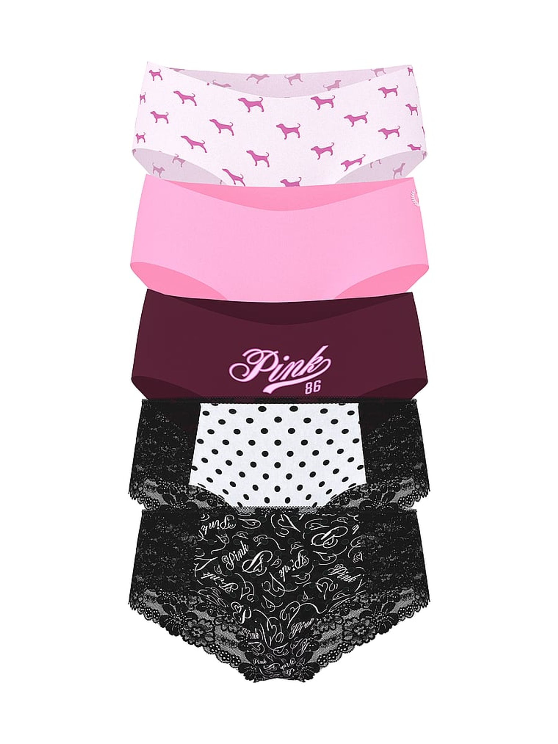 Pink/White/Red/Pink/Black Cheeky 5 Pack Knickers - Image 1 of 2