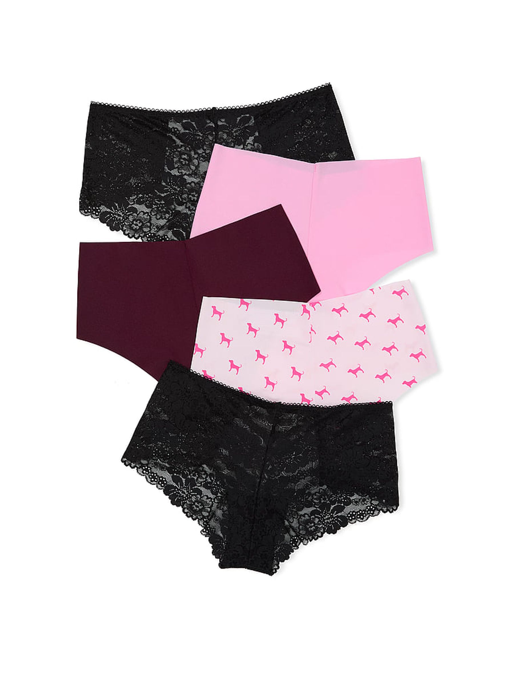 Pink/White/Red/Pink/Black Cheeky 5 Pack Knickers - Image 2 of 2