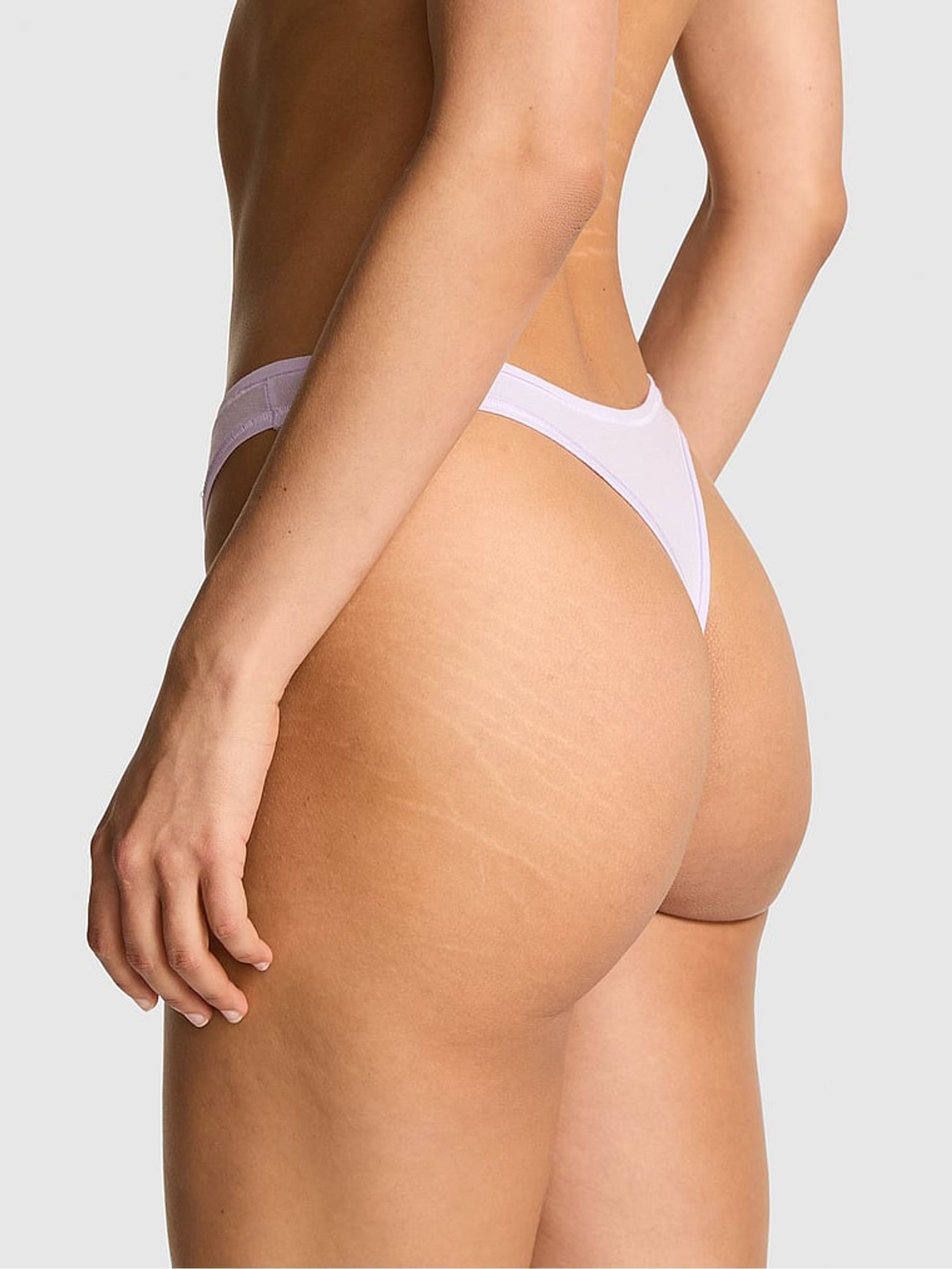 Purple Whisper Thong Cotton Thong Knickers - Image 2 of 3