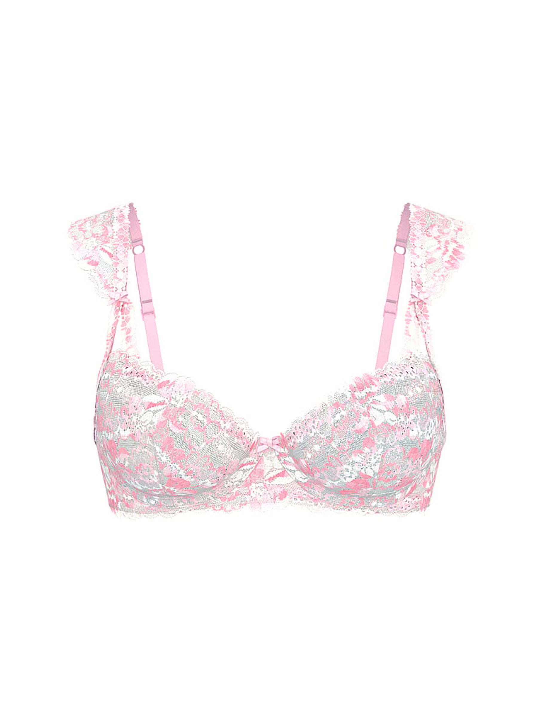 Petal Pink Lightly Lined Balcony Lace Flutter Sleeve Bra - Image 1 of 2