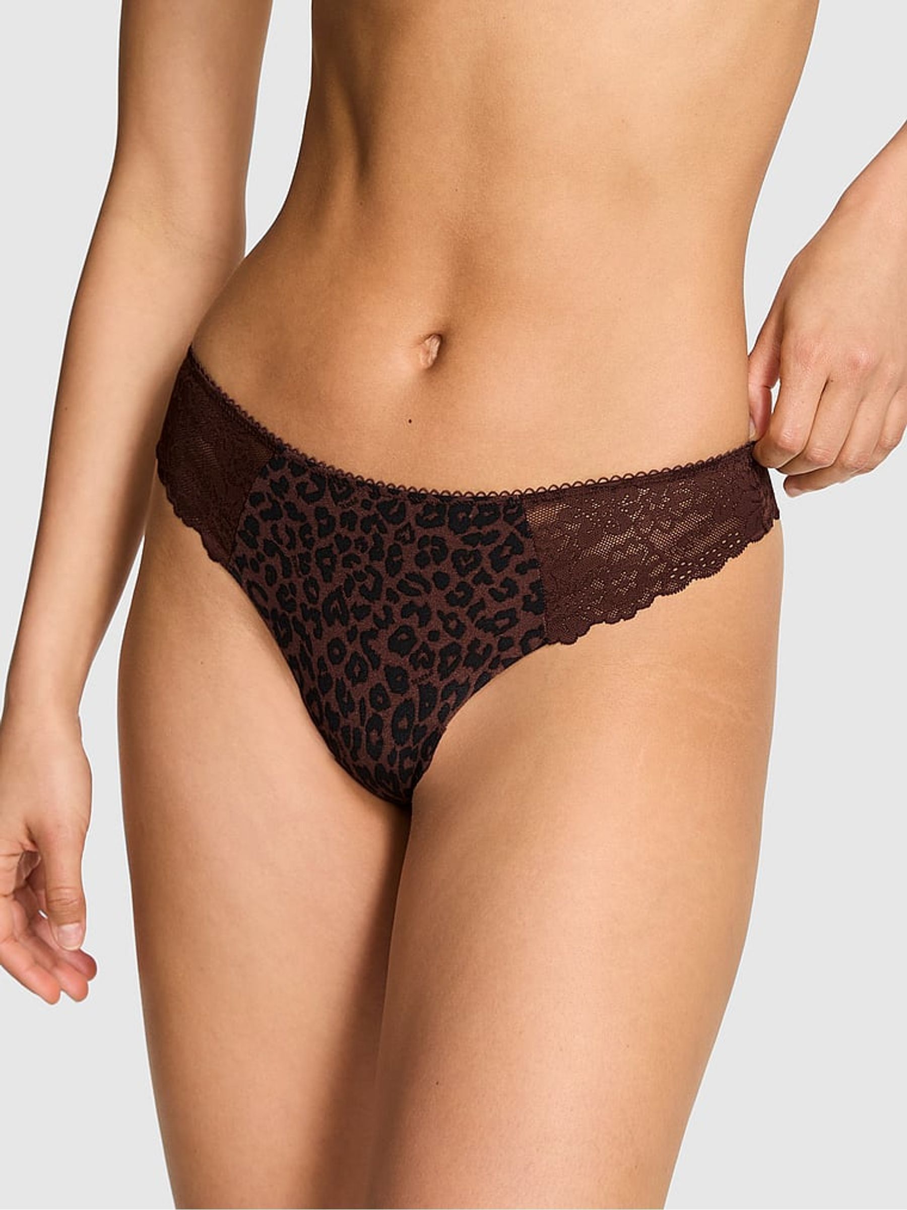 Brown Leopard Thong Knickers - Image 1 of 3