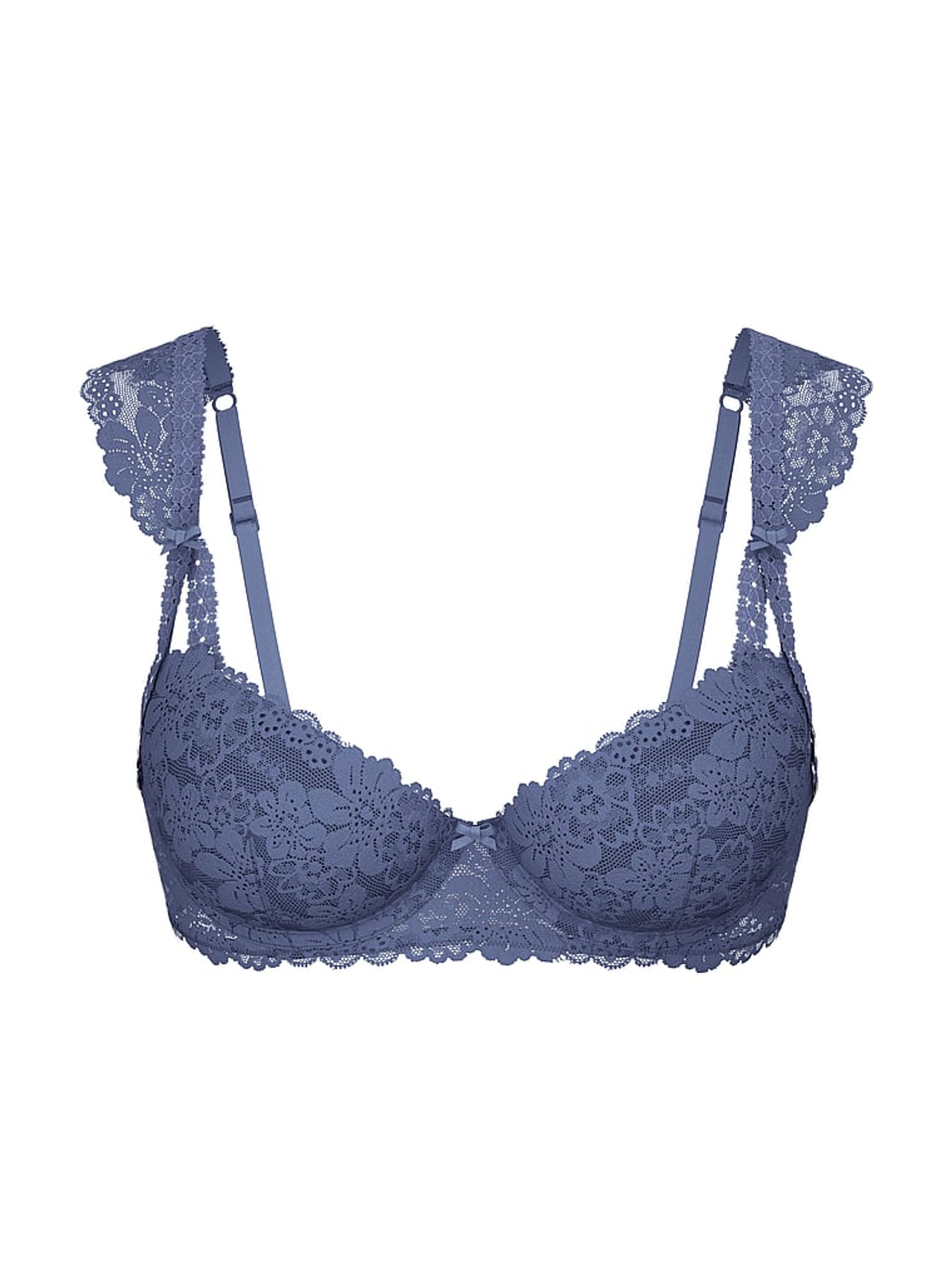 Dusty Iris Blue Push Up Lace Flutter Sleeve Bra - Image 3 of 3