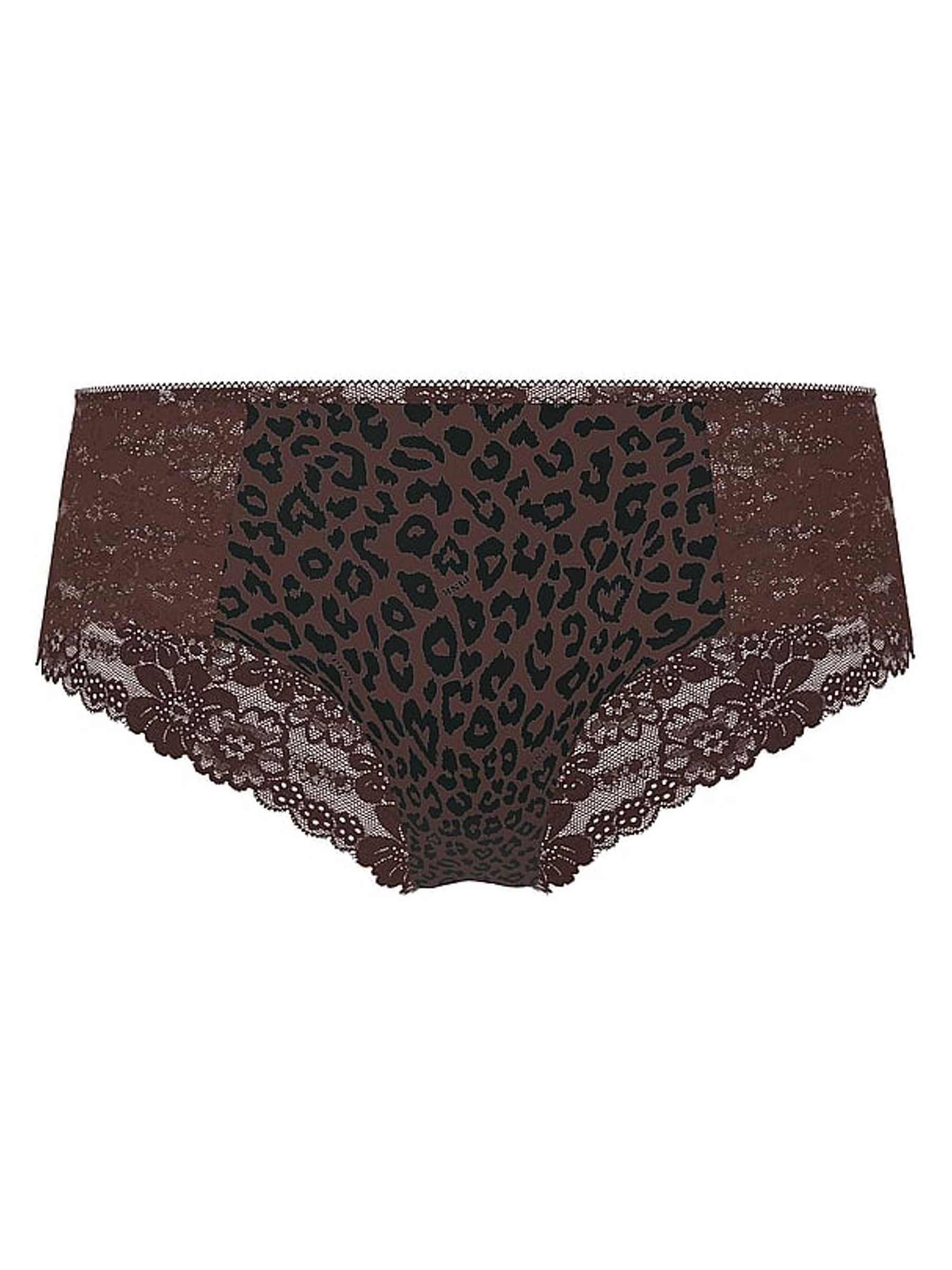 Brown Leopard Cheeky No Show Lace Trim Cheeky Knickers - Image 3 of 3