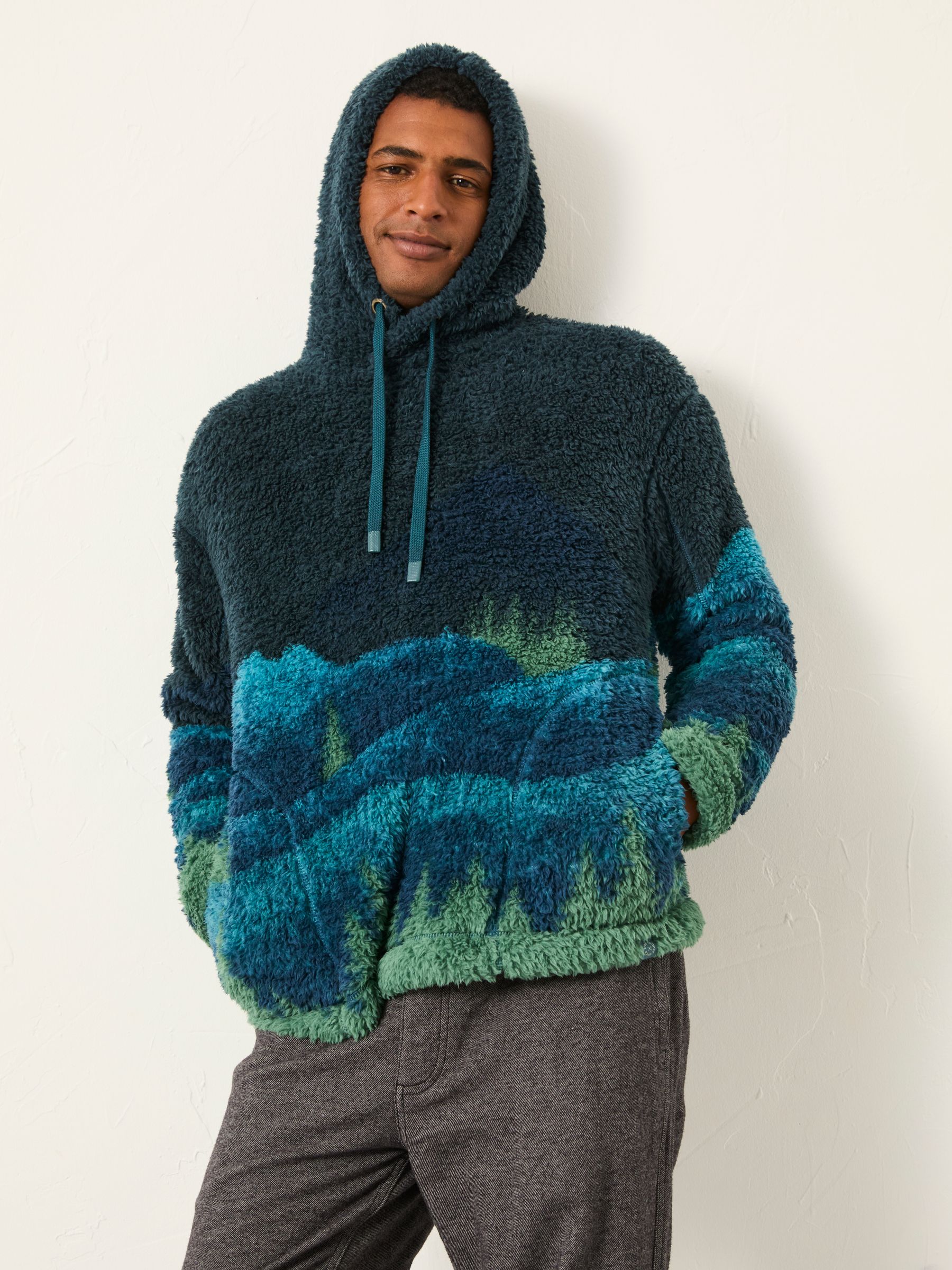 Blue Landscape Scene Snuggle Fleece Hoodie | FatFace USA