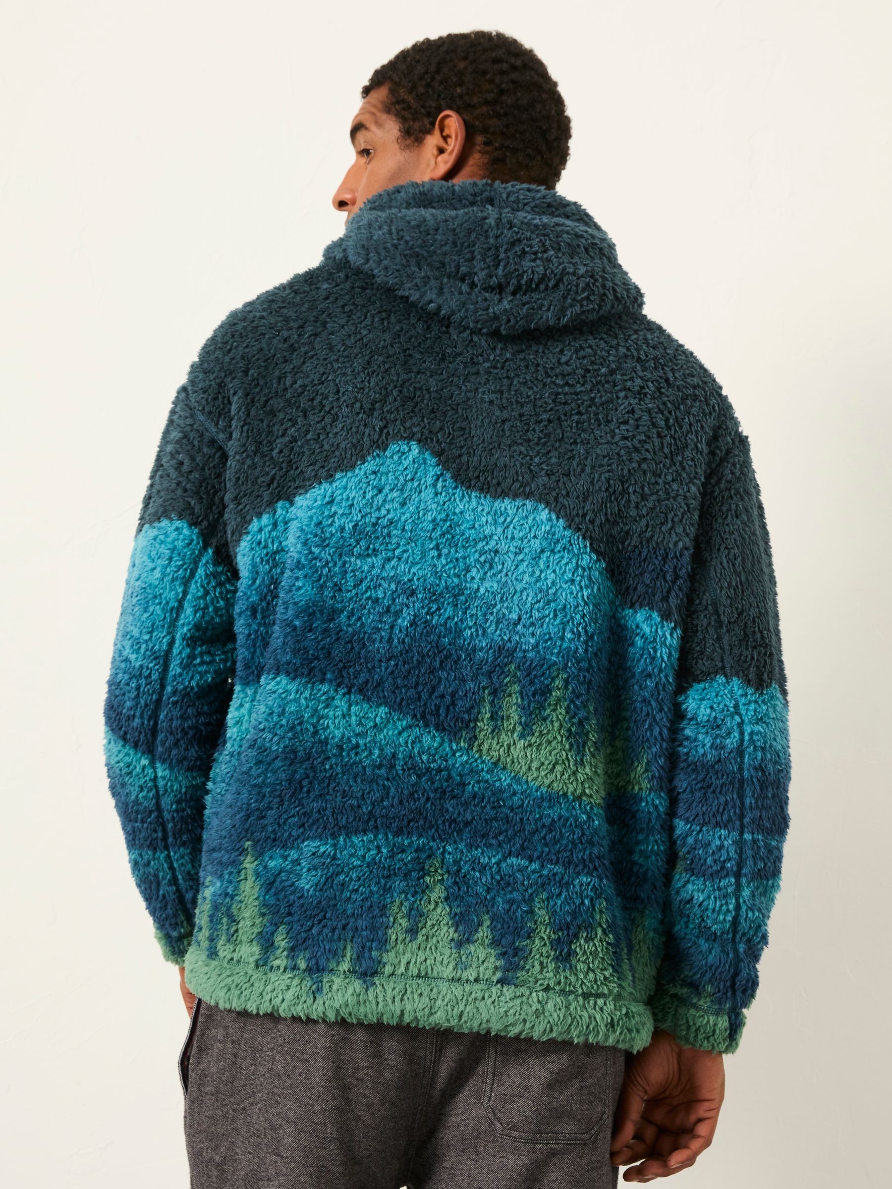 Blue Landscape Scene Fleece Hoodie - Image 2 of 5 Blue Landscape Scene Fleece Hoodie - Image 2 of 5