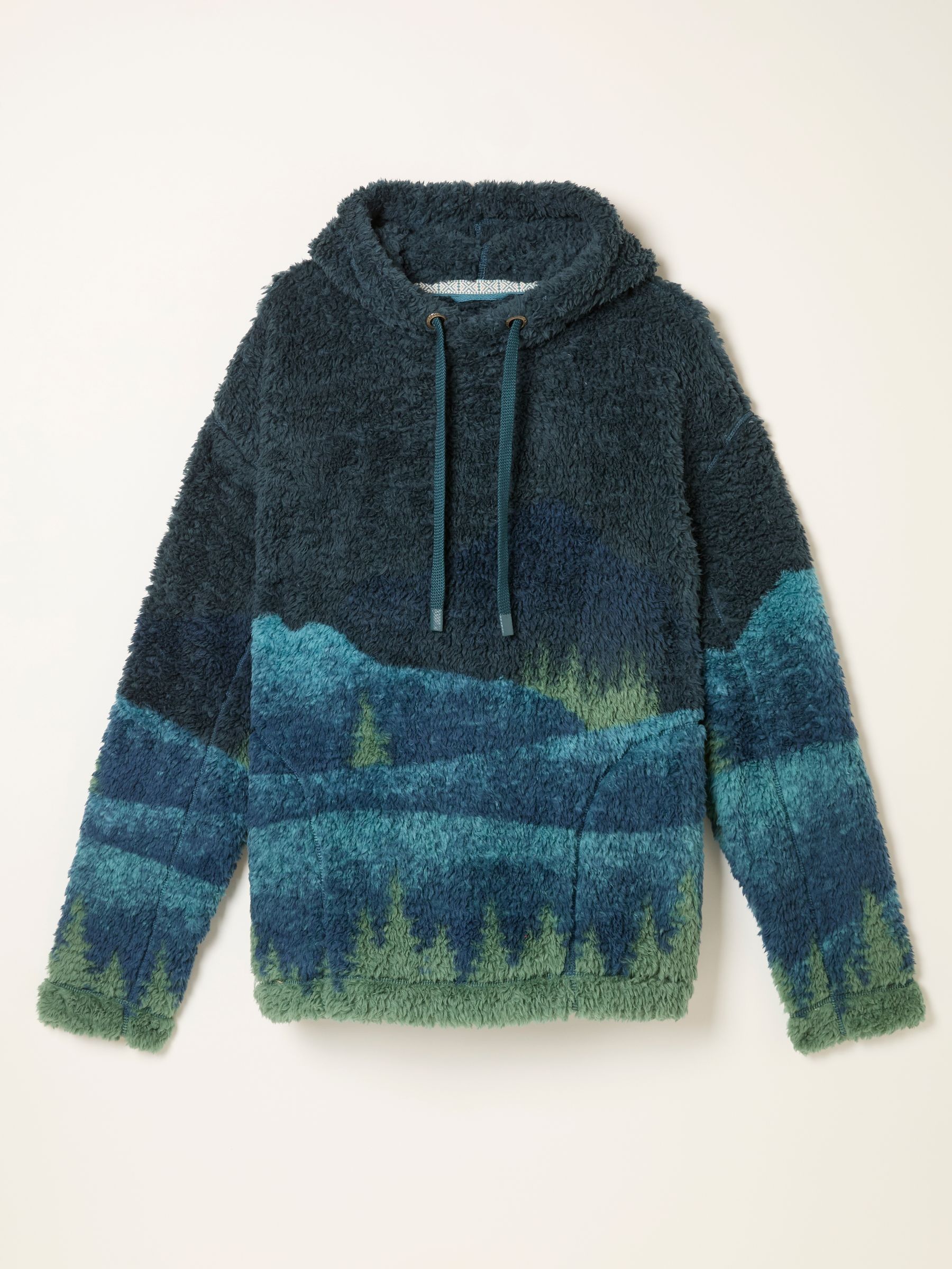 Blue Landscape Scene Fleece Hoodie - Image 5 of 5 Blue Landscape Scene Fleece Hoodie - Image 5 of 5