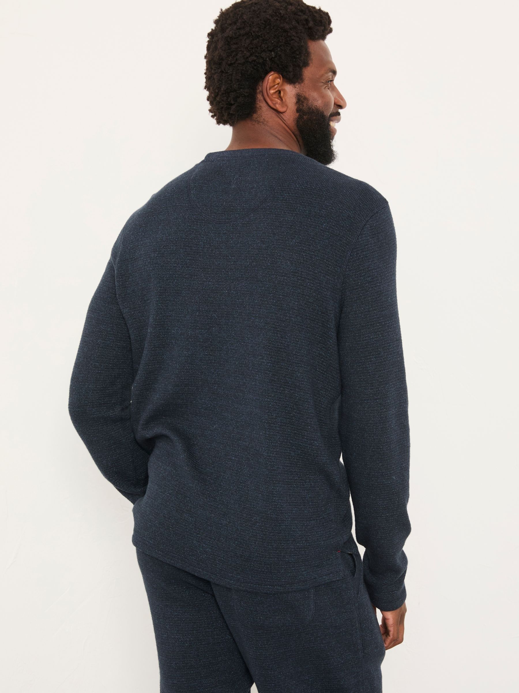 Navy Textured Cuffed Loungepant - Image 2 of 5