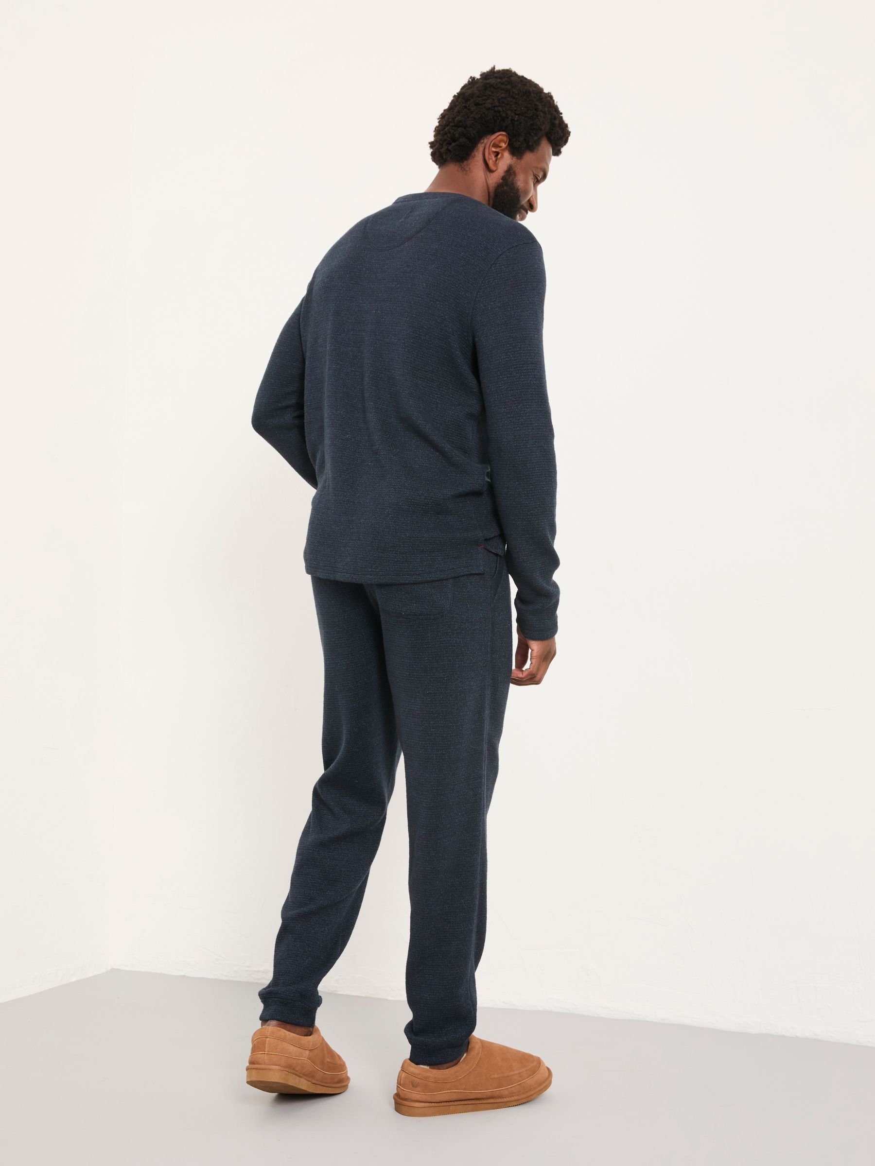 Navy Textured Long Sleeve Crew Tshirt - Image 2 of 5