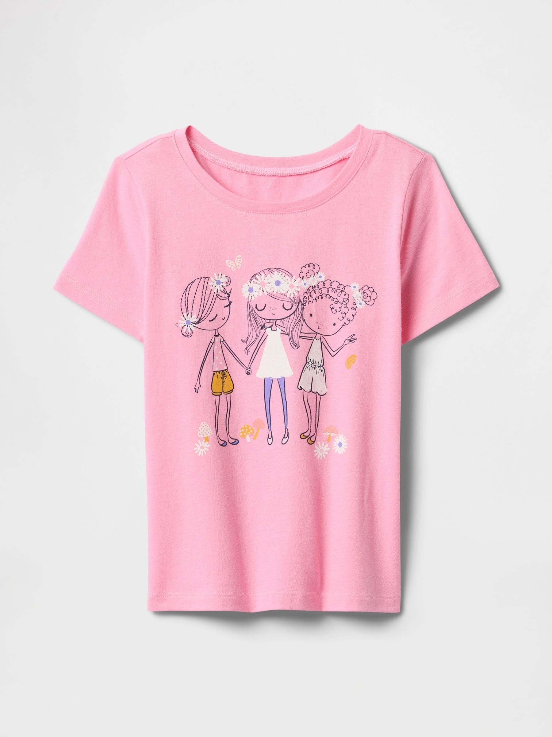 Pink Short Sleeve Crew Neck Graphic T-Shirt (6mths-5yrs) - Image 1 of 5