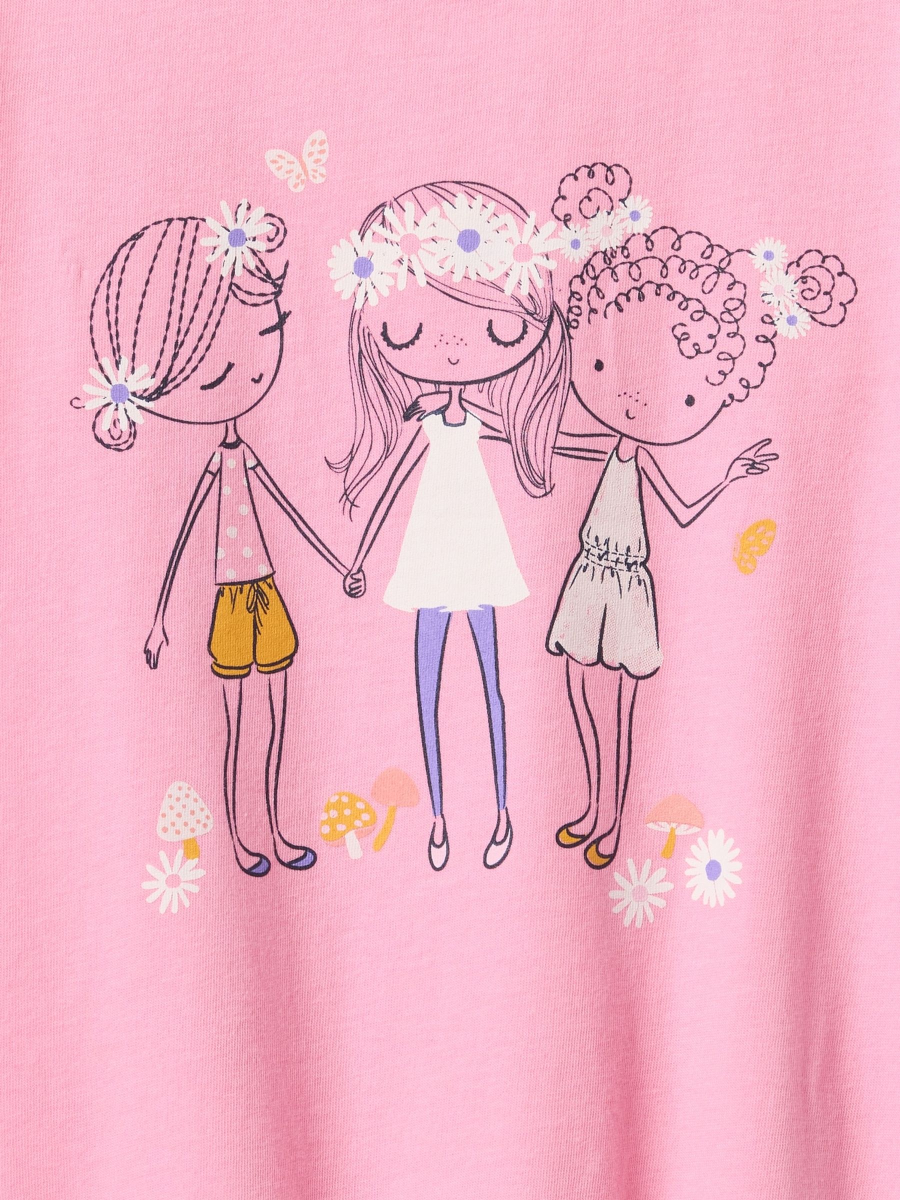 Pink Short Sleeve Crew Neck Graphic T-Shirt (6mths-5yrs) - Image 3 of 5