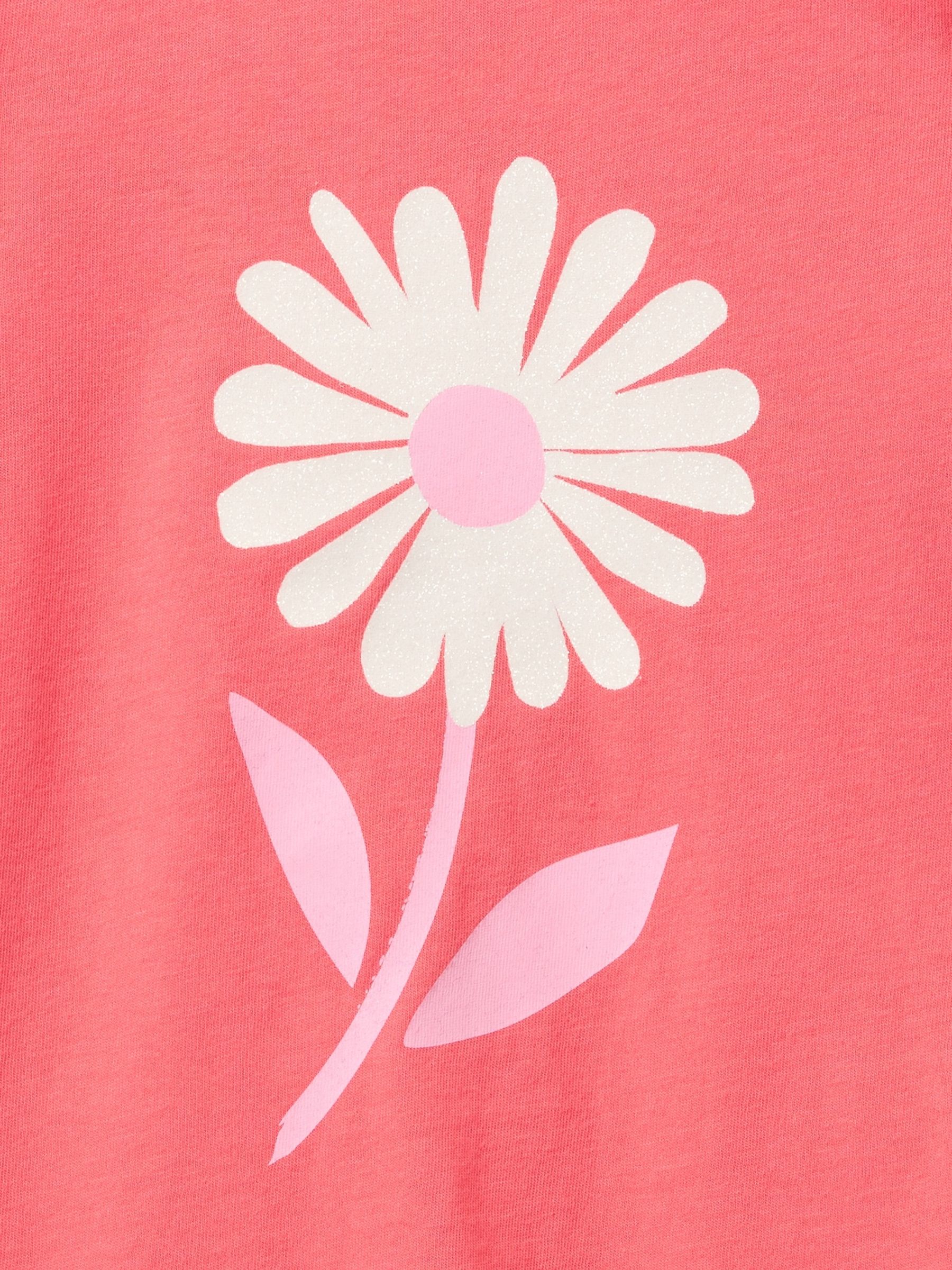 Coral Pink Daisy Short Sleeve Crew Neck Graphic T-Shirt (6mths-5yrs) - Image 3 of 3