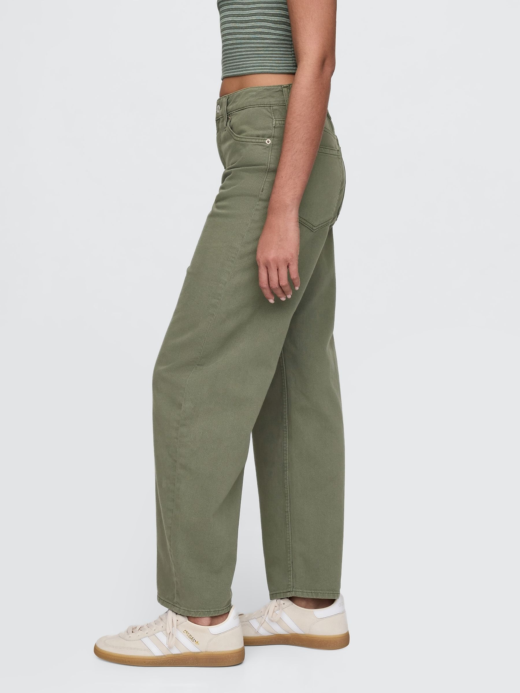 Green High Waisted Barrel Jeans - Image 3 of 8