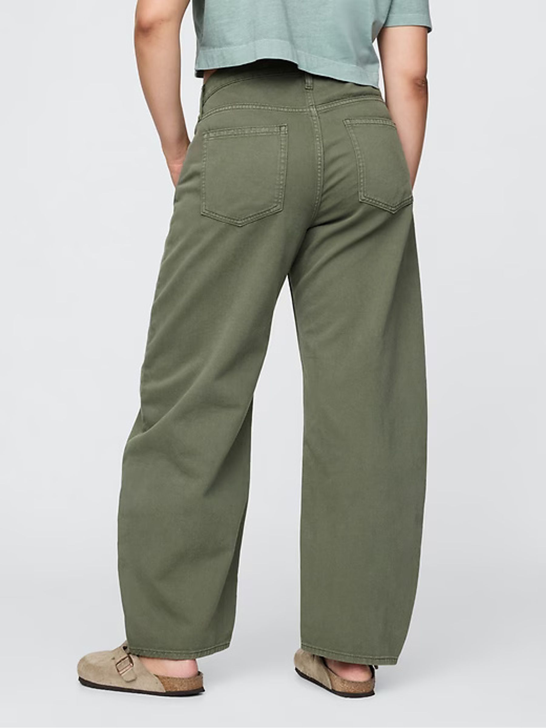 Green High Waisted Barrel Jeans - Image 6 of 8