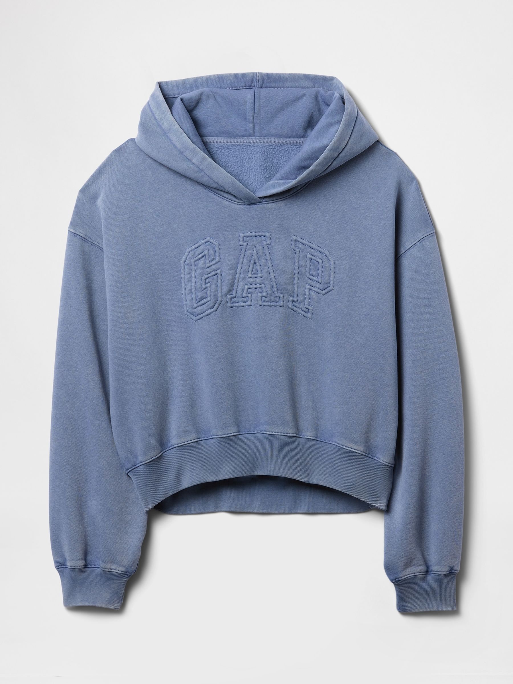Blue Vintage Soft Fleece-Lined Cropped Logo Hoodie - Image 5 of 7