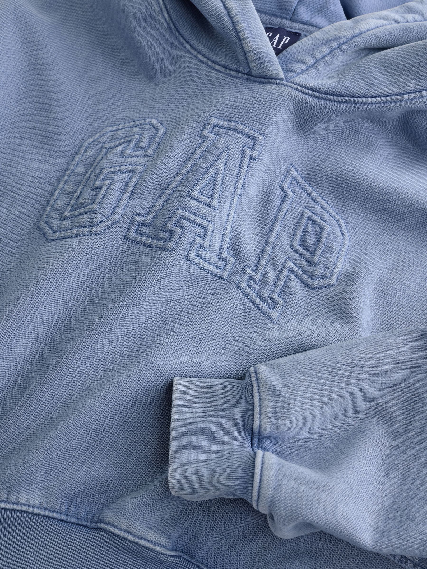 Blue Vintage Soft Fleece-Lined Cropped Logo Hoodie - Image 6 of 7