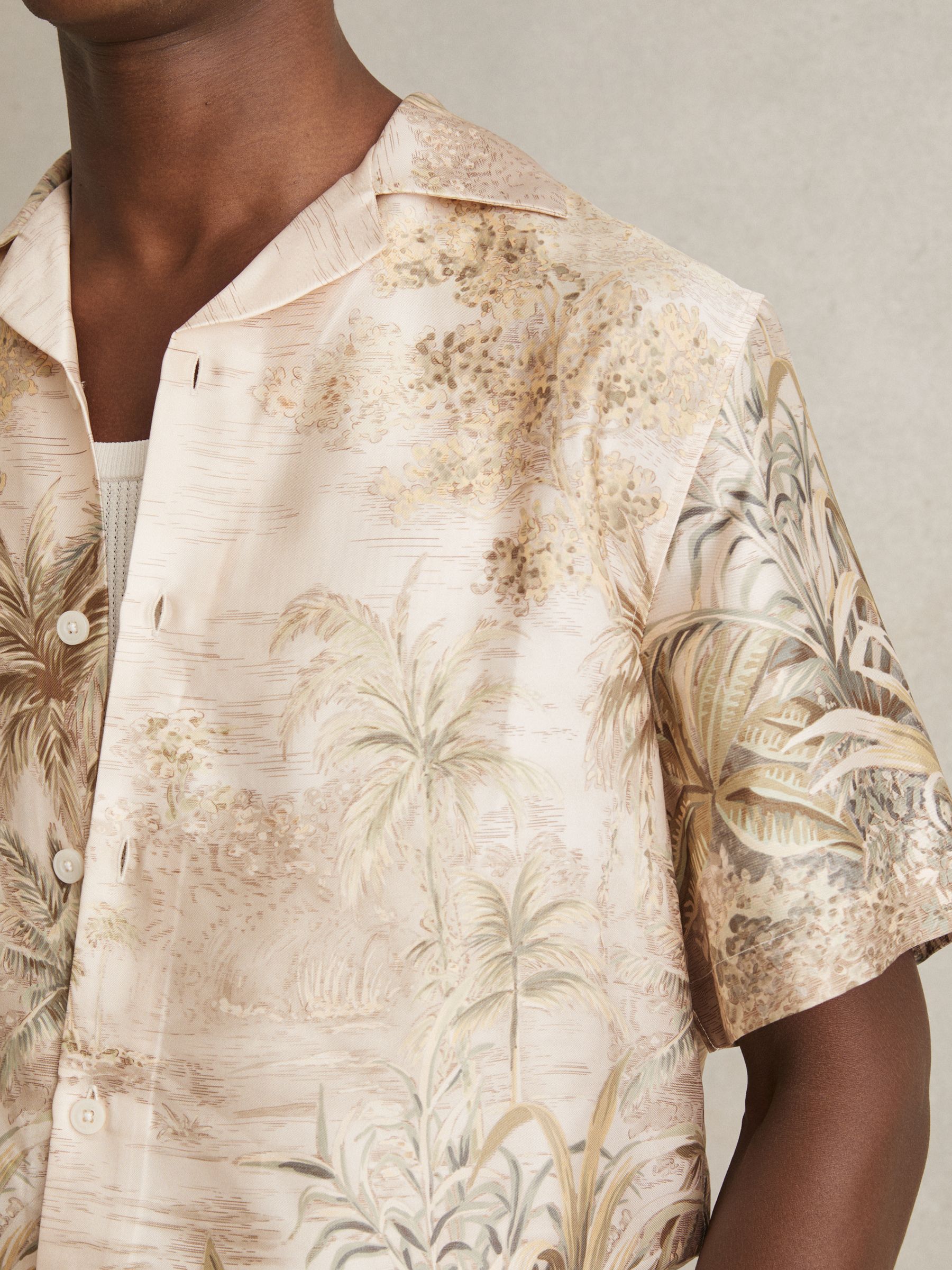 Jungle Print Cuban-Collar Shirt in Soft Sage Green - Image 3 of 5