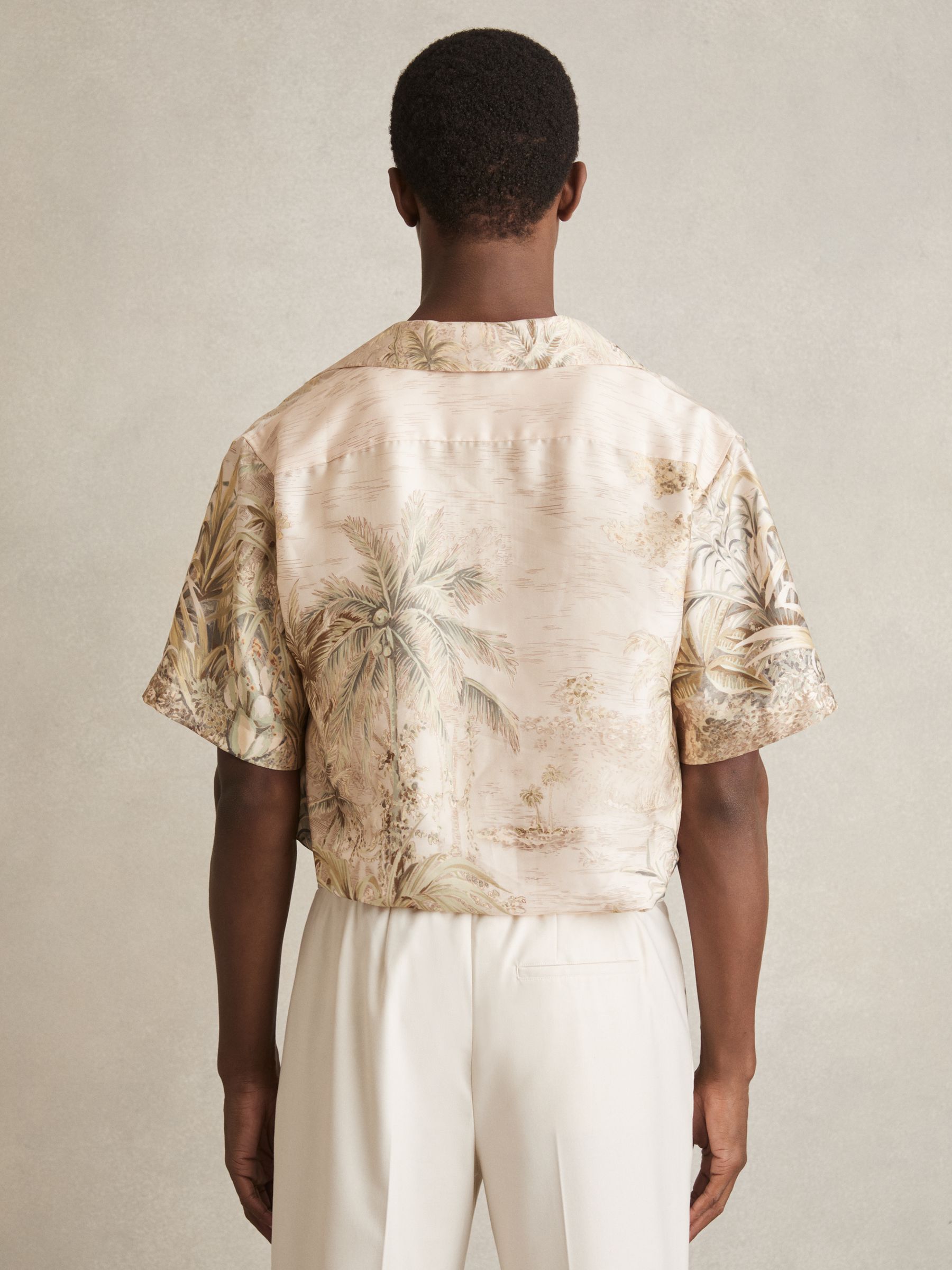 Jungle Print Cuban-Collar Shirt in Soft Sage Green - Image 4 of 5