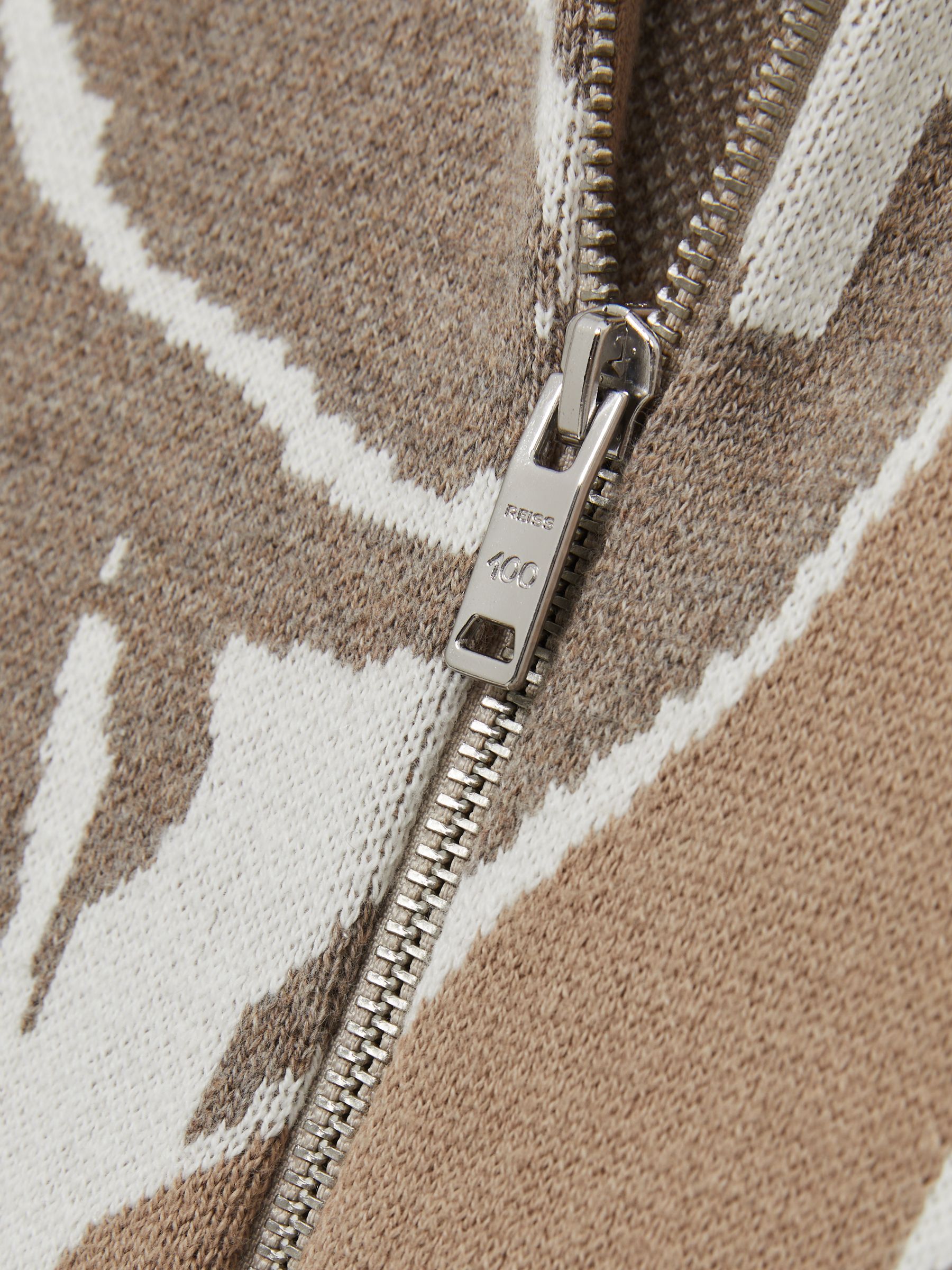 Reiss | Les 100 Ciels Jacquard Cardigan in Mink - Image 6 of 6