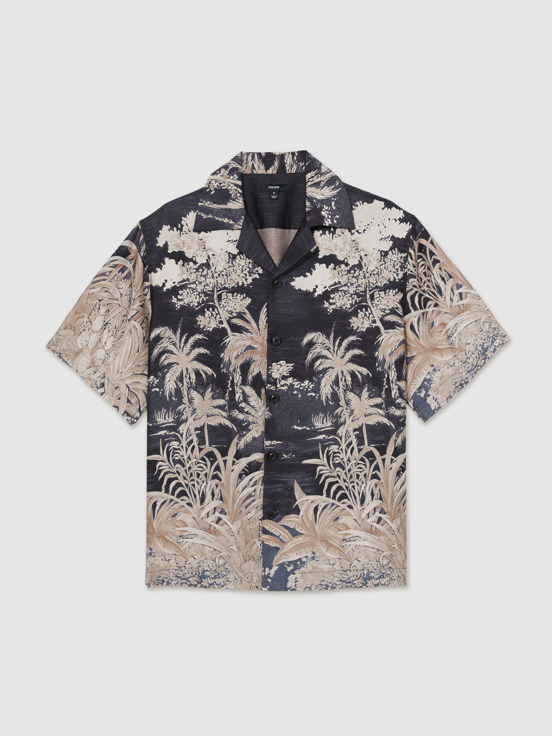 Jungle Print Cuban-Collar Shirt in Black - Image 2 of 6