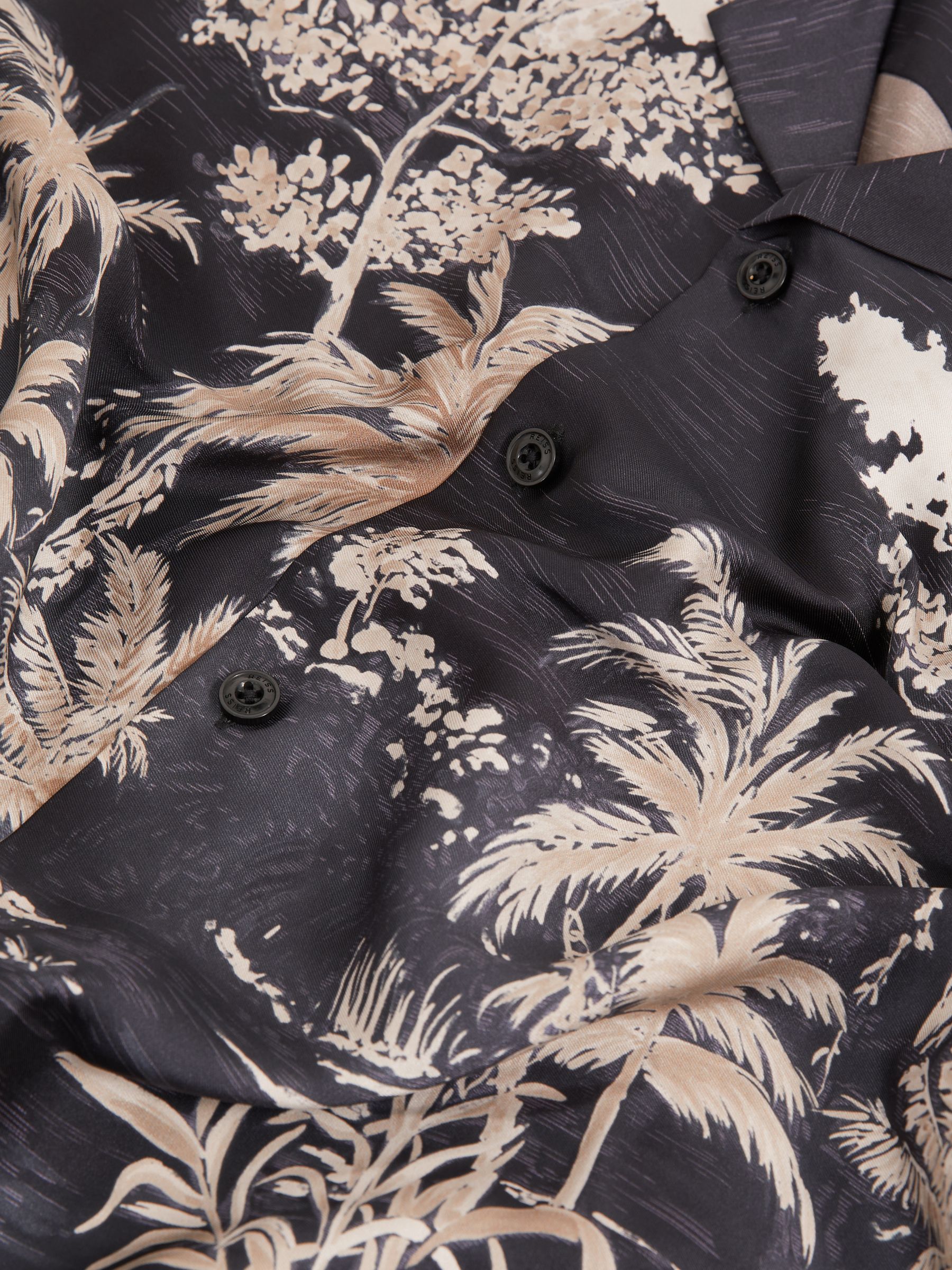 Jungle Print Cuban-Collar Shirt in Black - Image 6 of 6