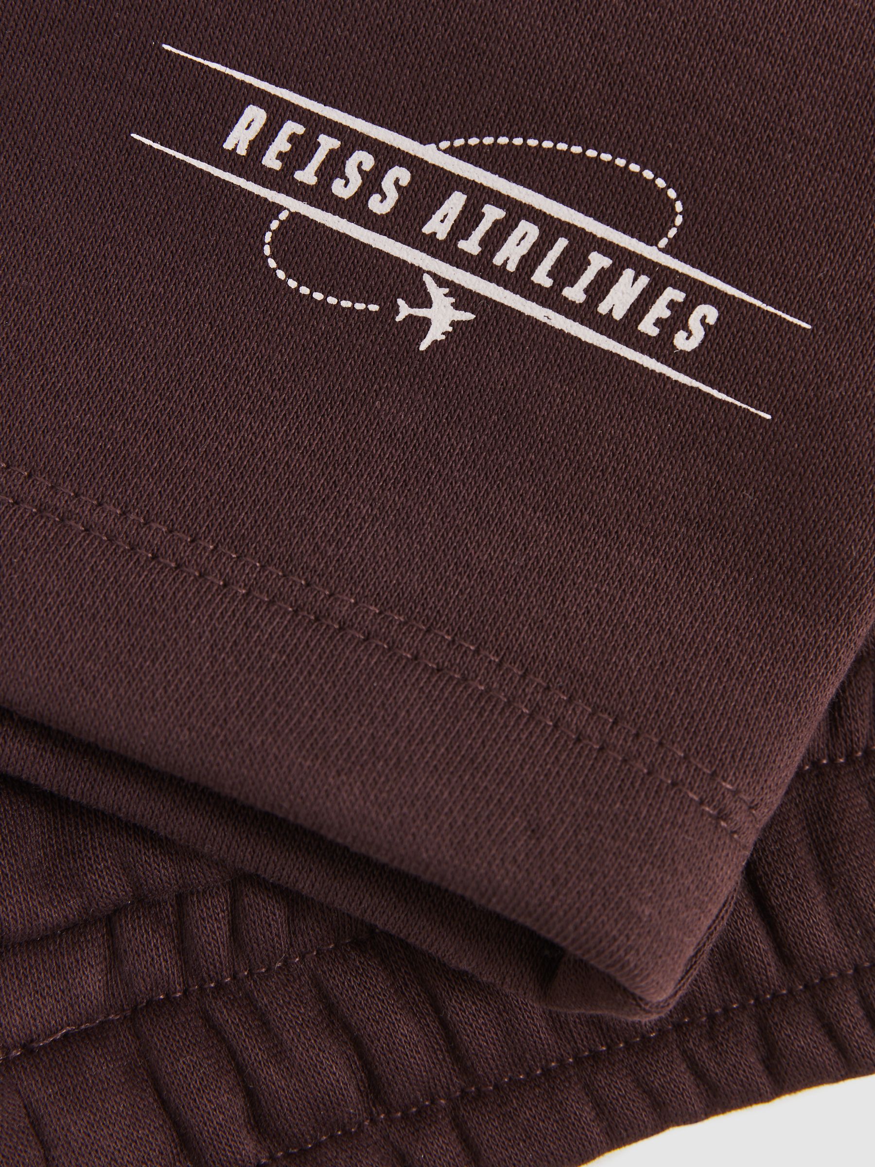 Cotton-Blend Airlines-Print Shorts in Chocolate Brown/Off White - Image 4 of 4