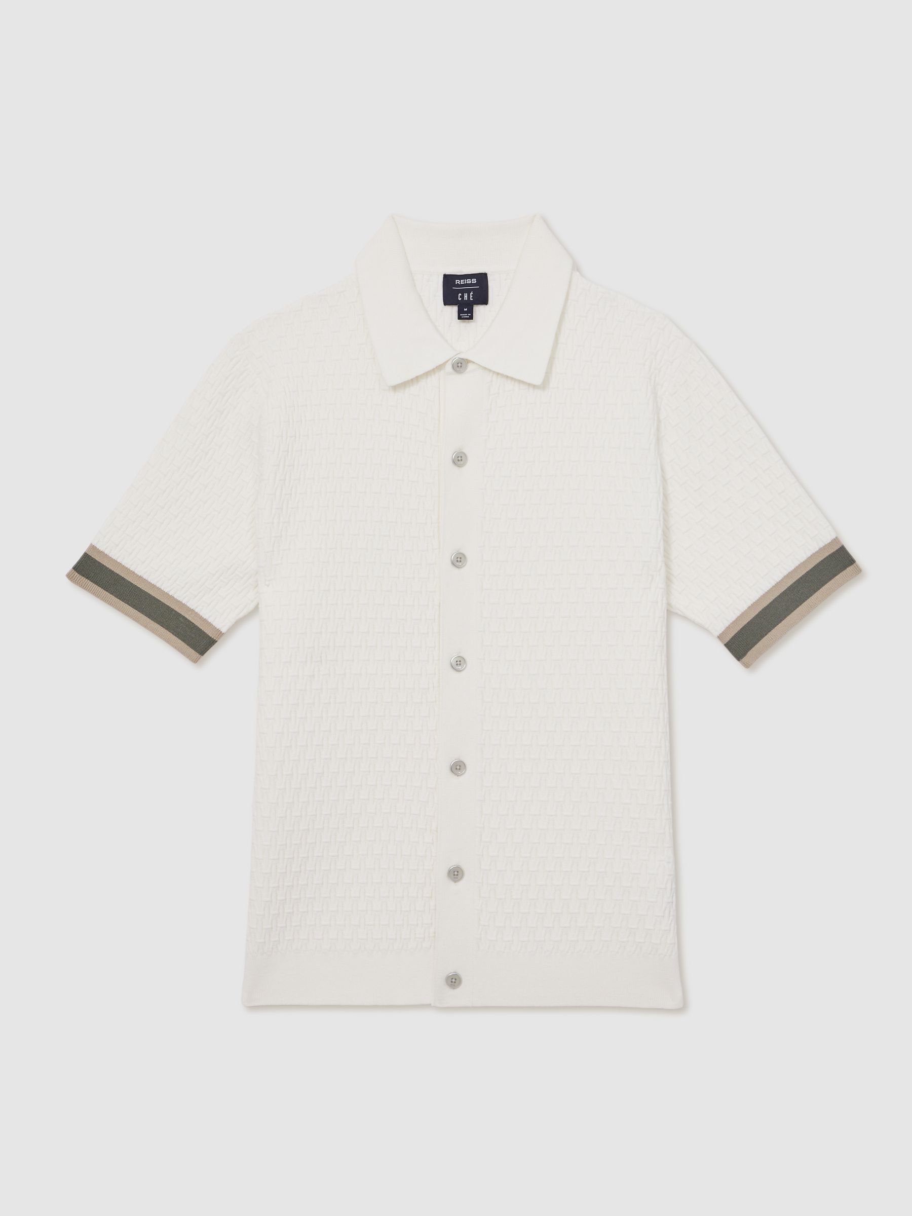 Reiss | Ché Textured Cuff-Trim Shirt in White - Image 2 of 6
