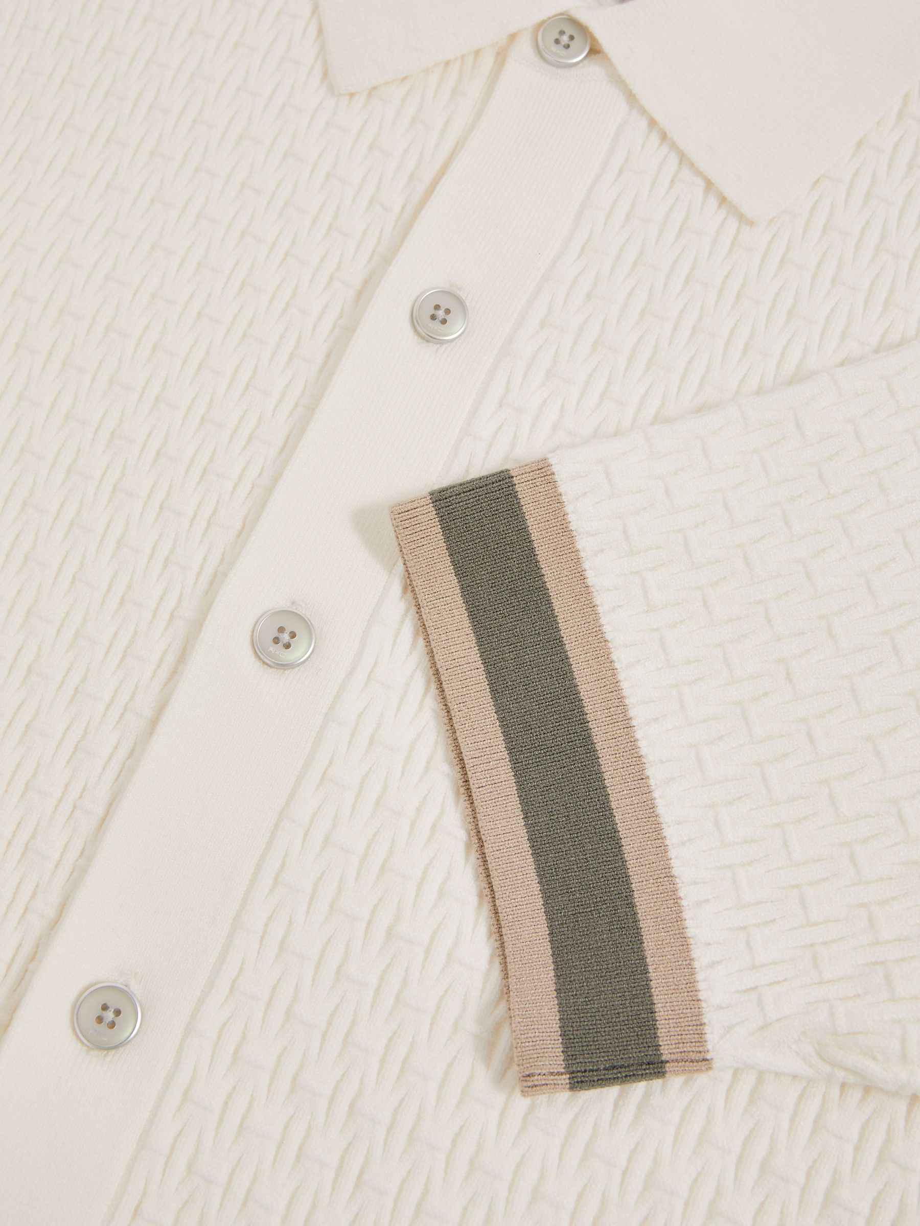 Reiss | Ché Textured Cuff-Trim Shirt in White - Image 6 of 6