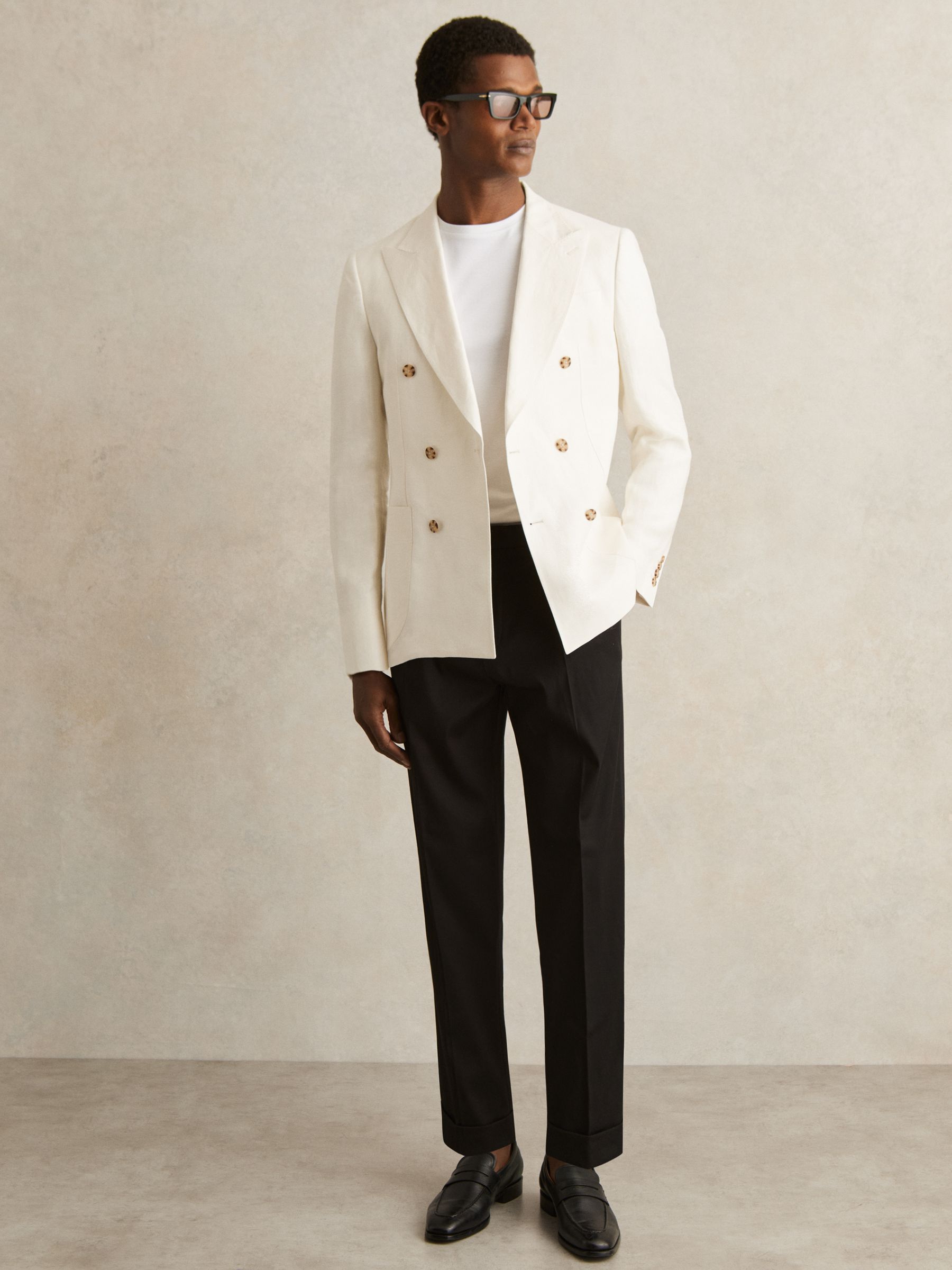 Cotton-Blend Tapered Trousers in Black - Image 1 of 6