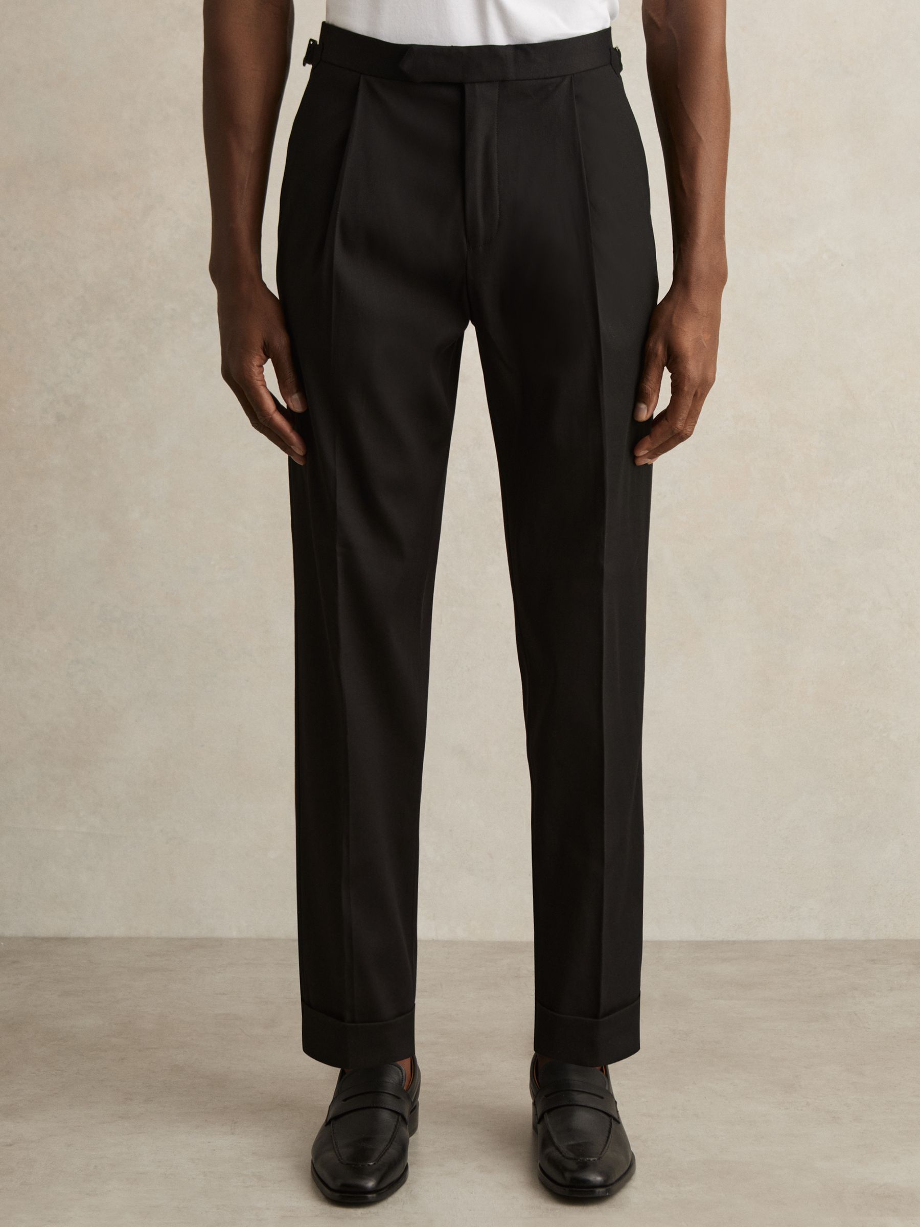 Cotton-Blend Tapered Trousers in Black - Image 3 of 6