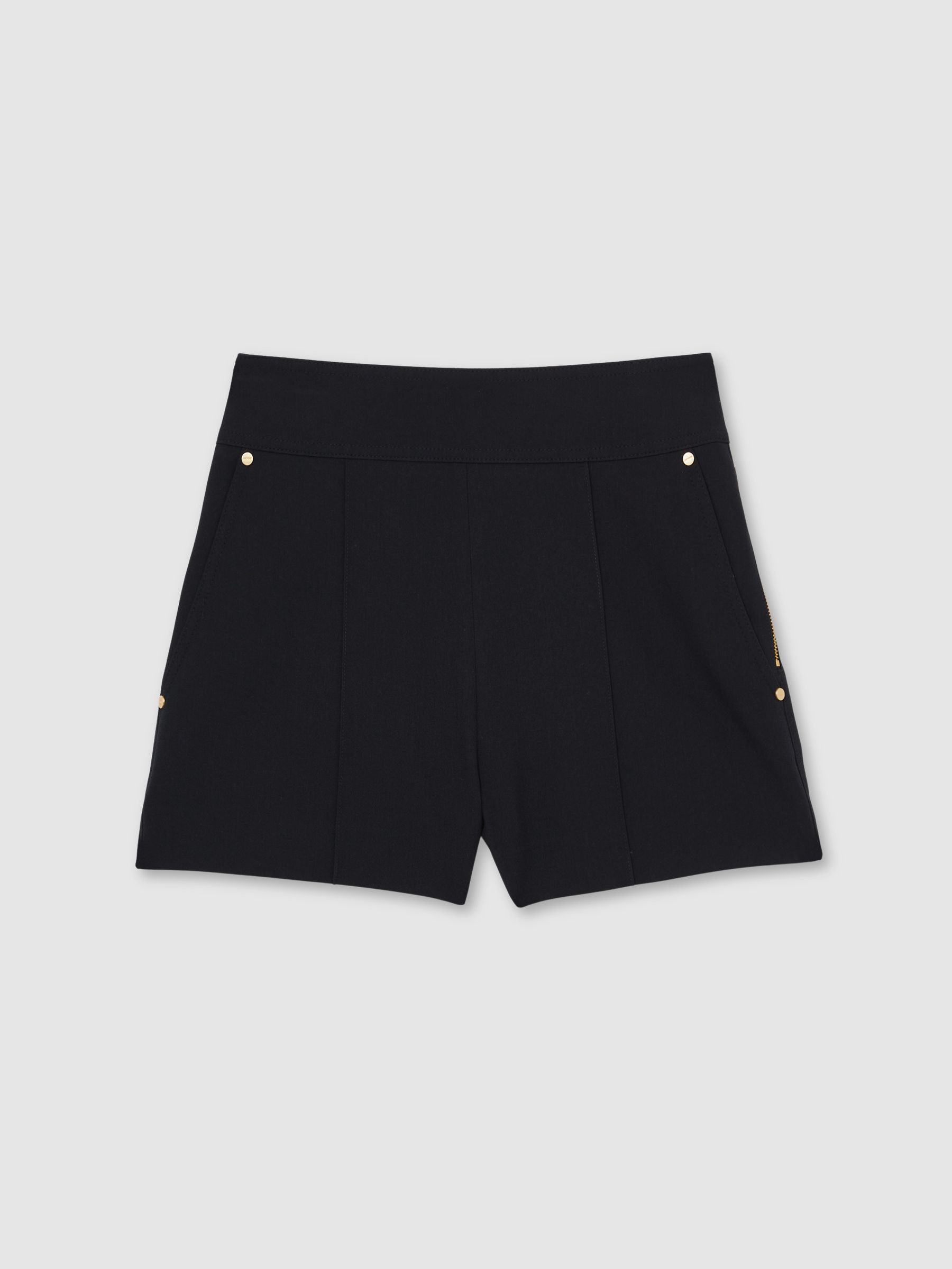 Stud-Detail Tailored Shorts in Navy - Image 2 of 7