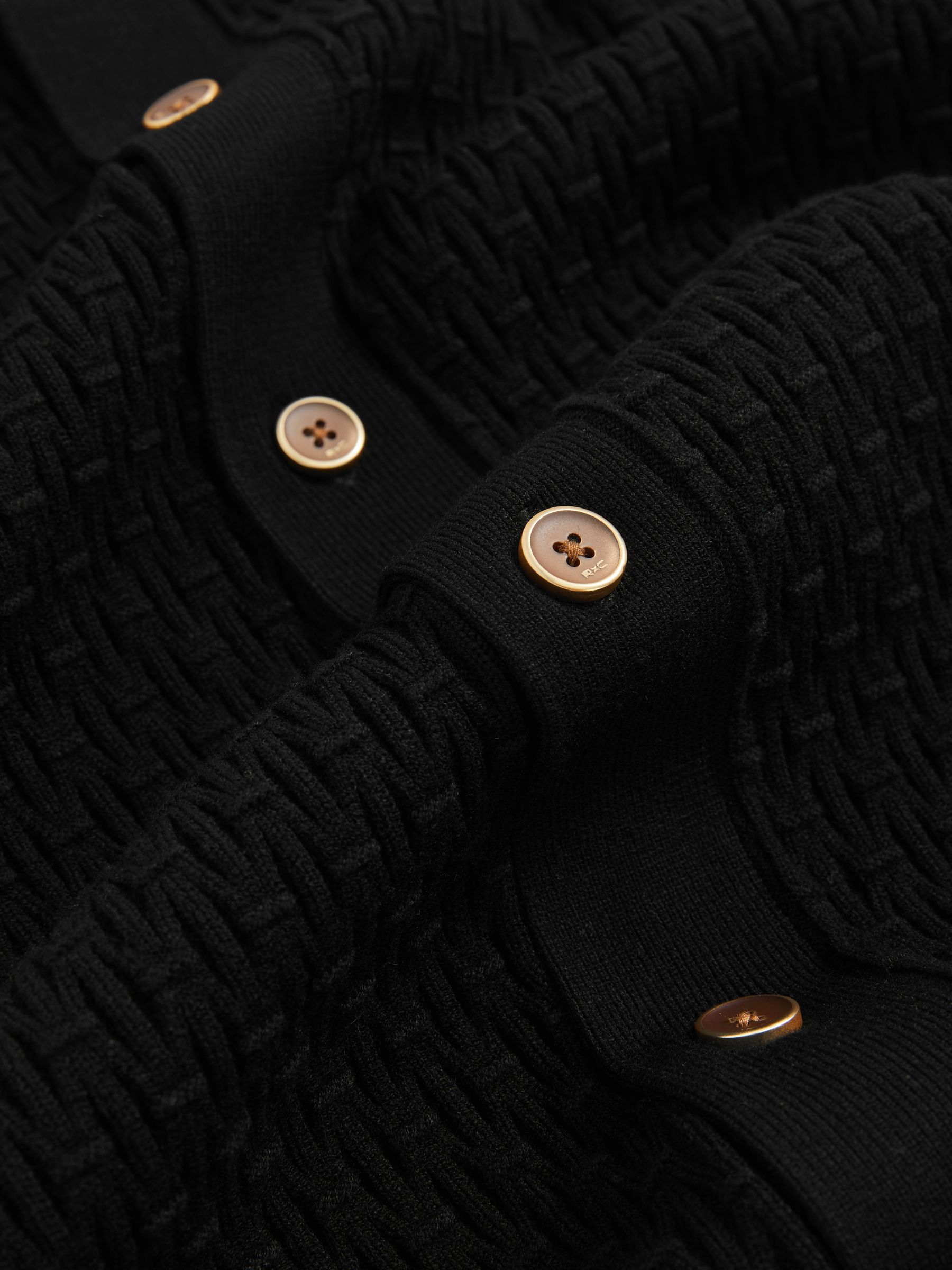 Reiss | Ché Textured Cuff-Trim Shirt in Black - Image 6 of 6