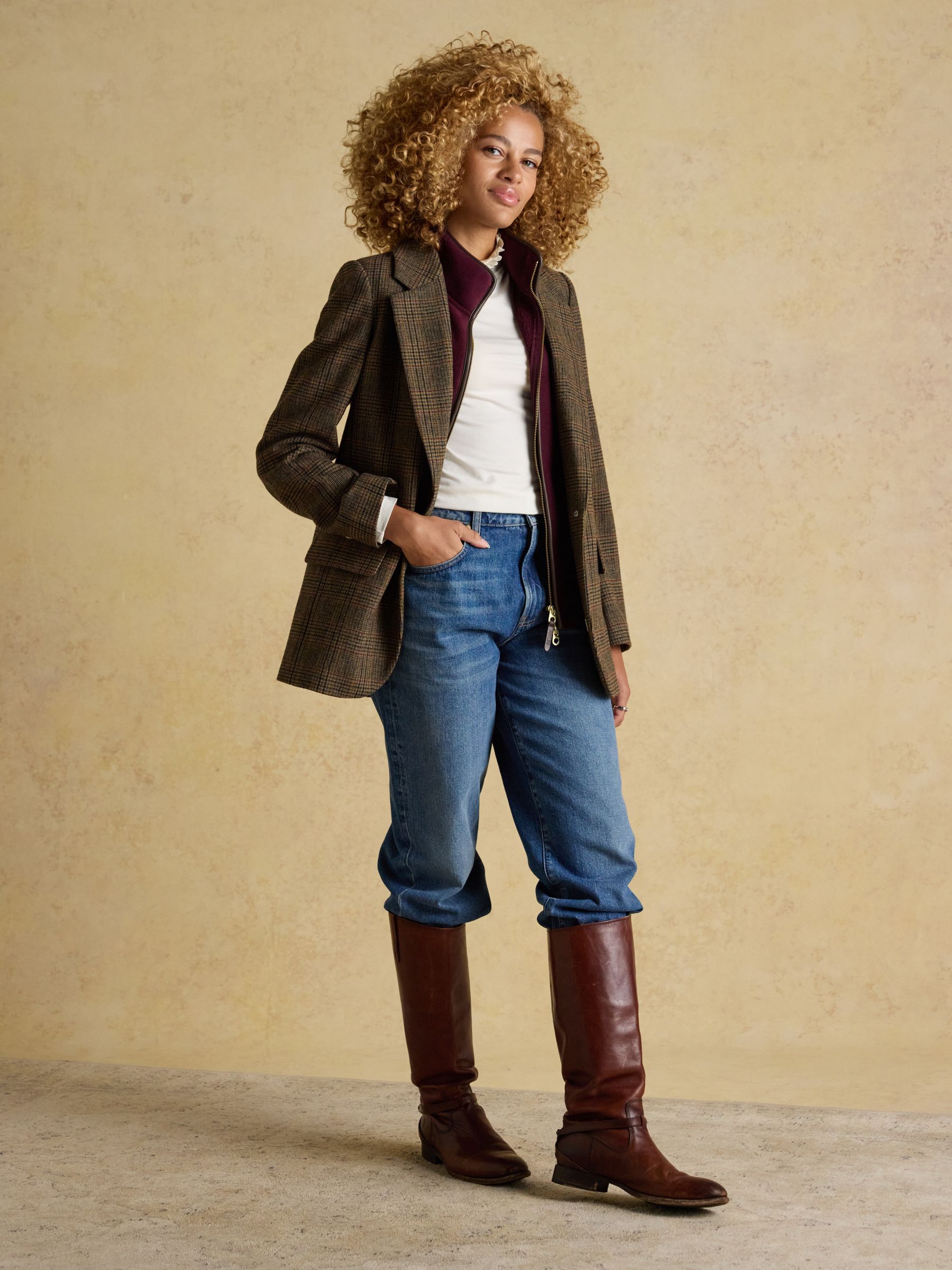 Amy Cream Long Sleeve High Frill Neck Jersey Top - Image 4 of 7