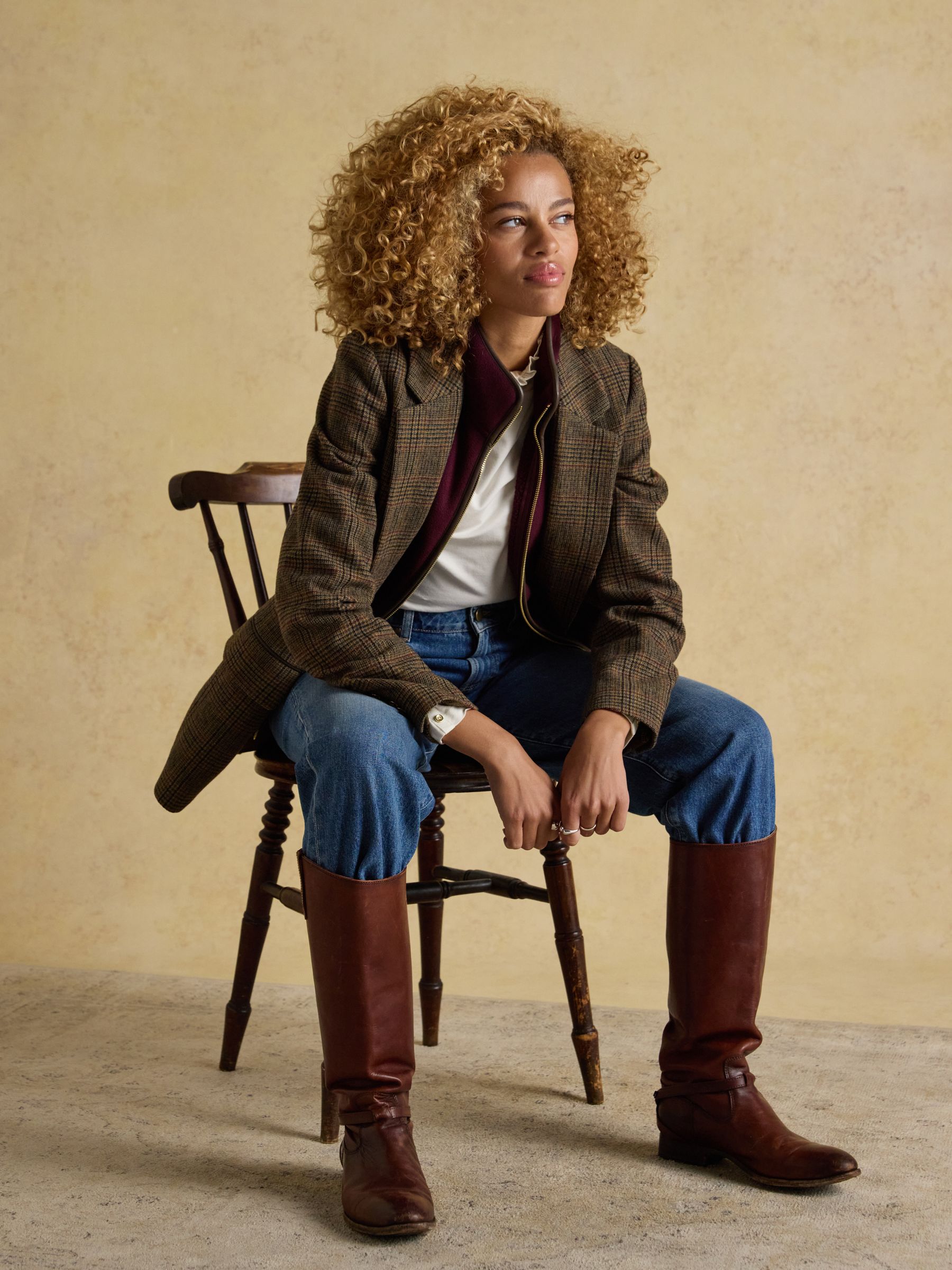 Amy Cream Long Sleeve High Frill Neck Jersey Top - Image 6 of 7