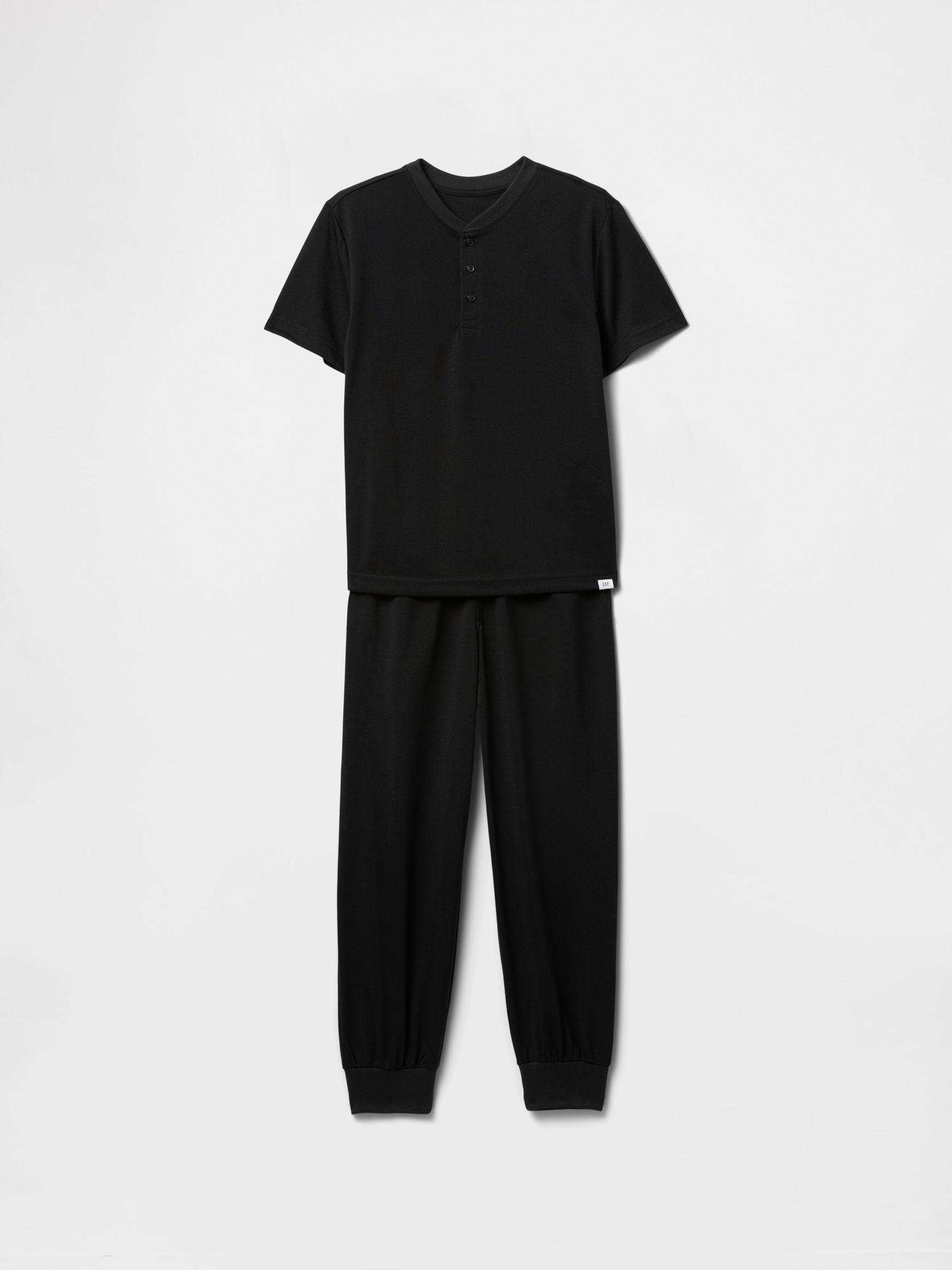 Black Short Sleeve Henley Pyjamas (6-13yrs) - Image 1 of 3