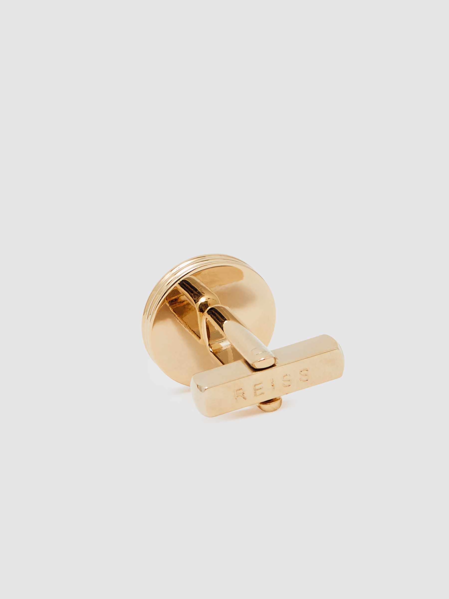 Inlaid Round Cufflinks in Gold/Tigers Eye - Image 4 of 5