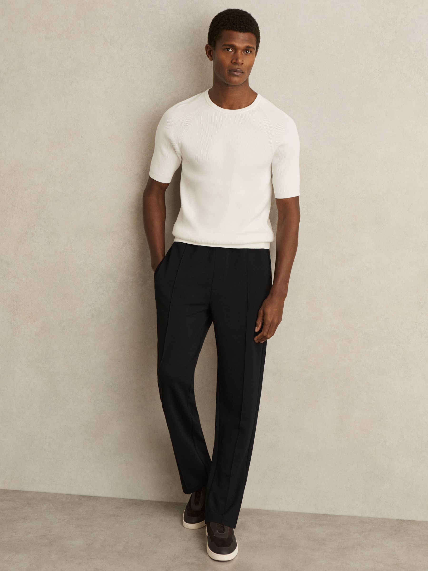 Interlock Straight-Leg Drawstring Trousers in Black - Image 1 of 6