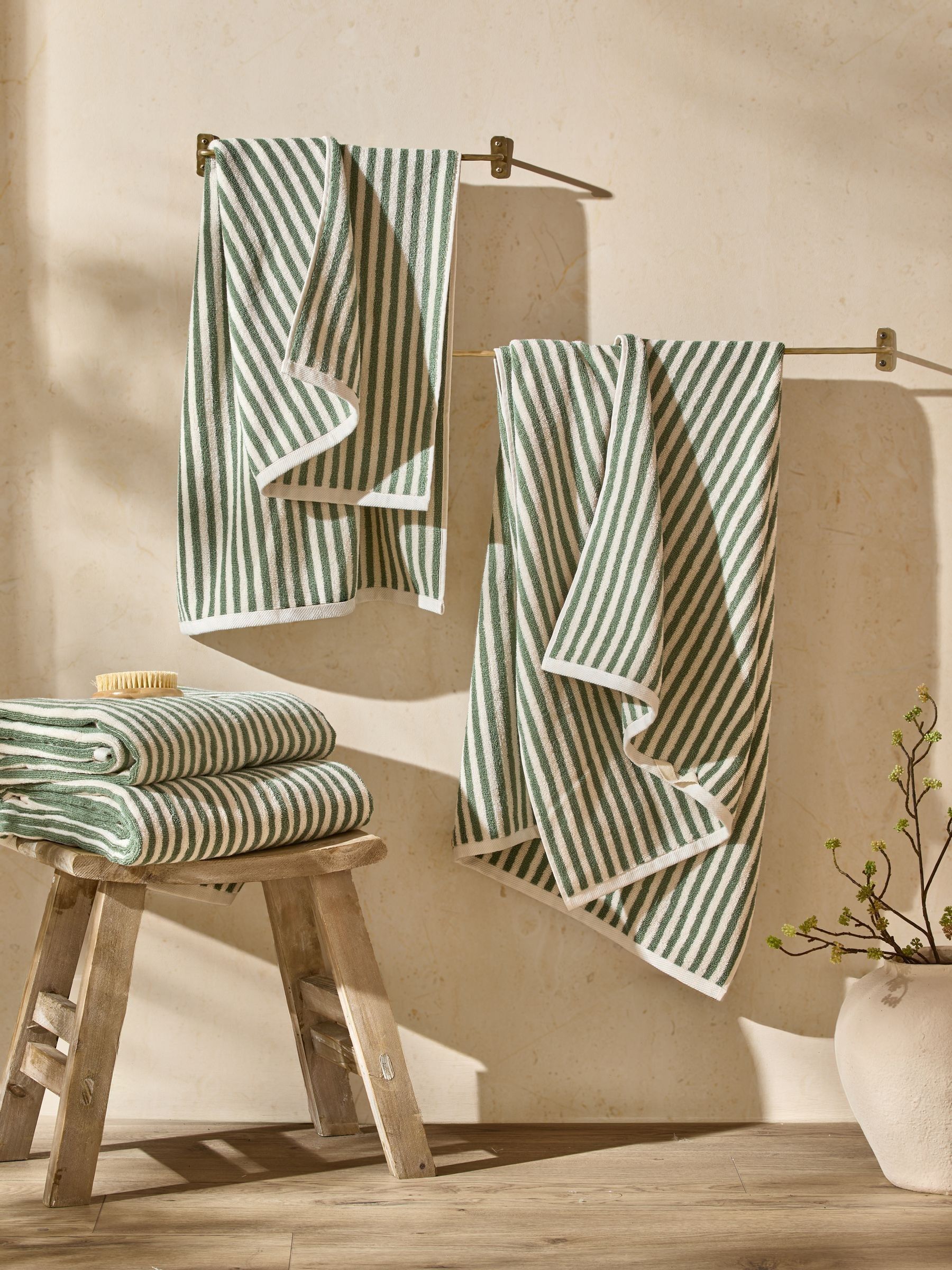 Yard Green Hebden Striped Towel - Image 2 of 4