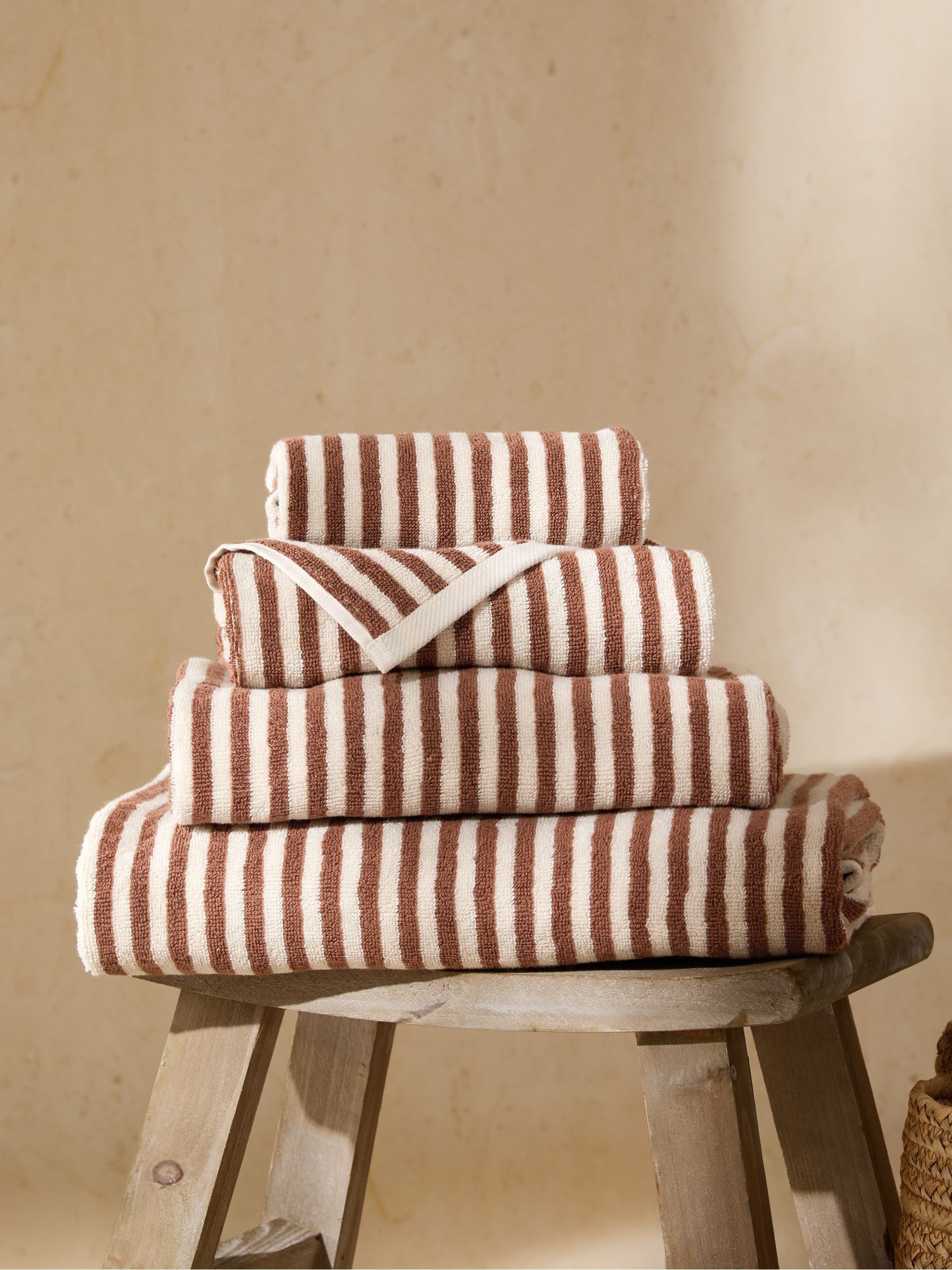 Yard Pecan Orange Hebden Striped Towel - Image 1 of 4