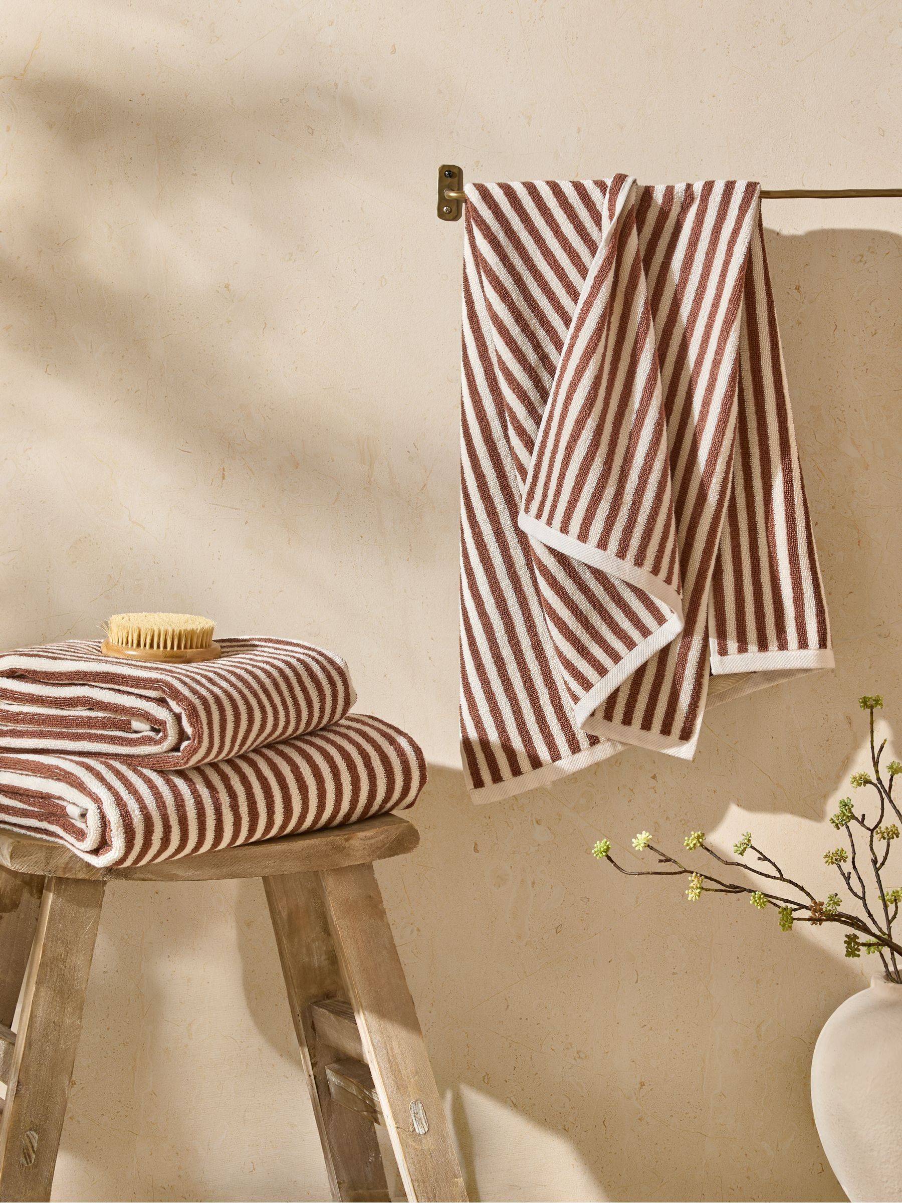 Yard Pecan Orange Hebden Striped Towel - Image 2 of 4