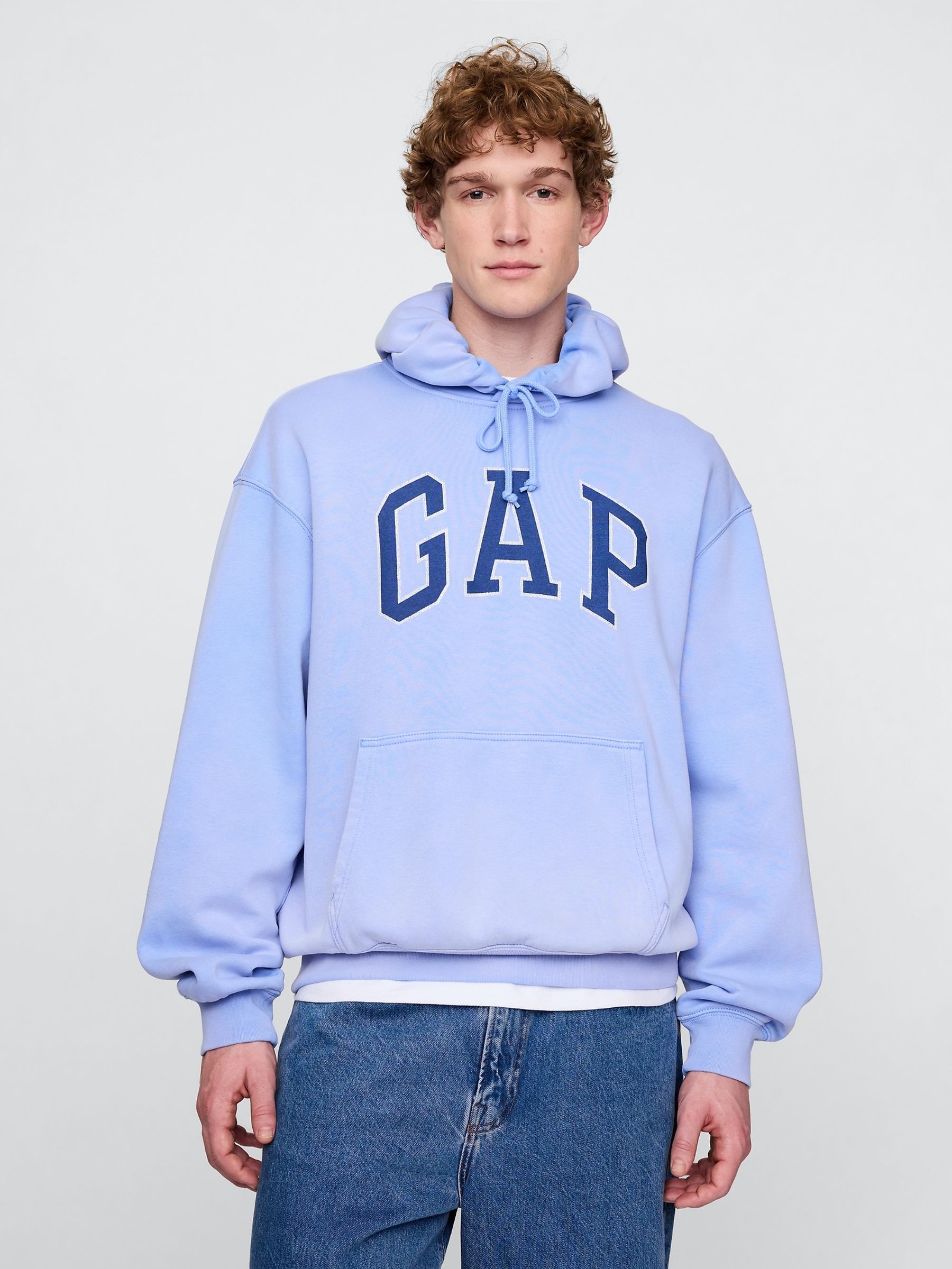 Blue Vintage Soft Oversized Logo Hoodie Gap